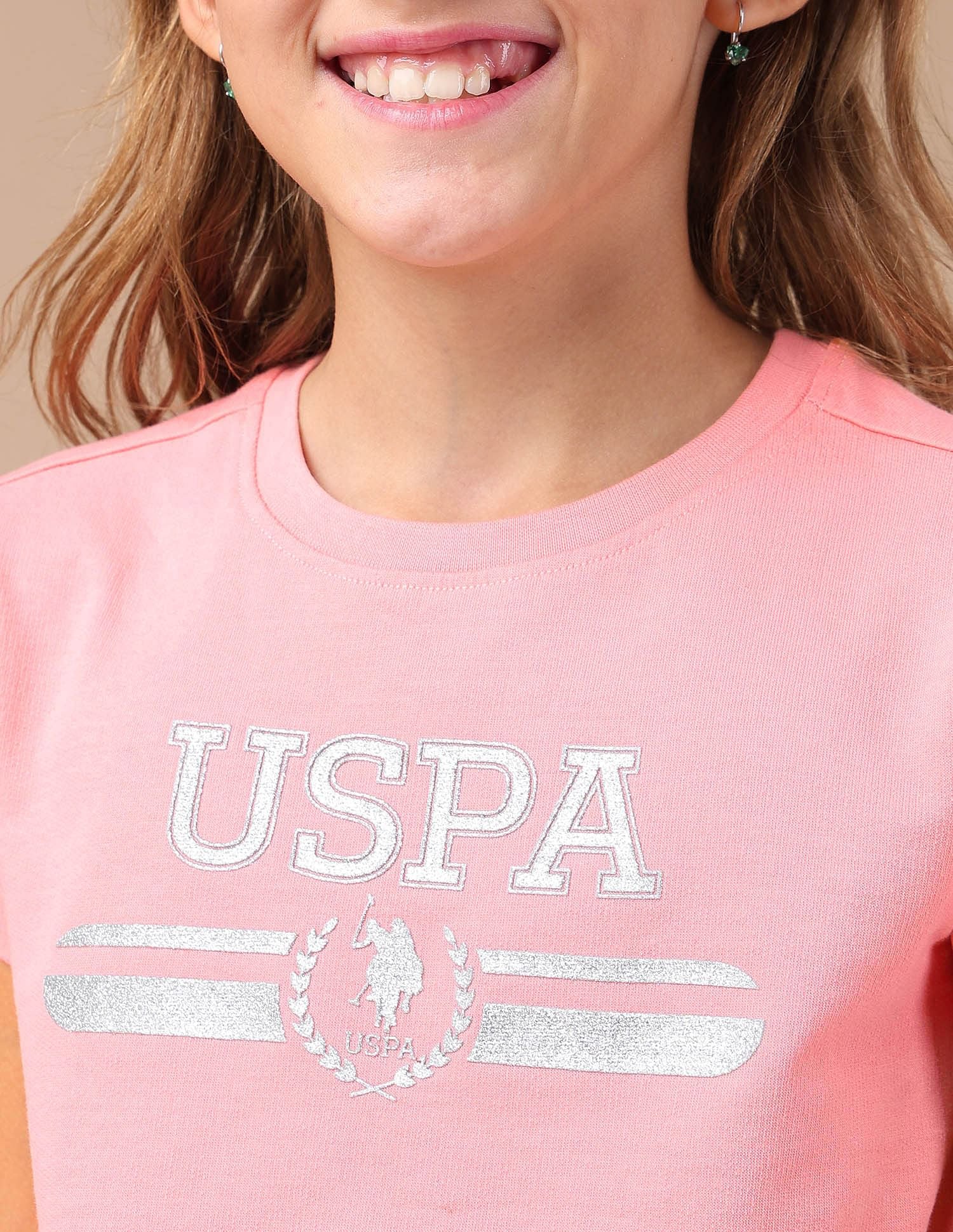 Girls Brand Printed Blousan T-Shirt Pink - U.S. POLO ASSN. | Large