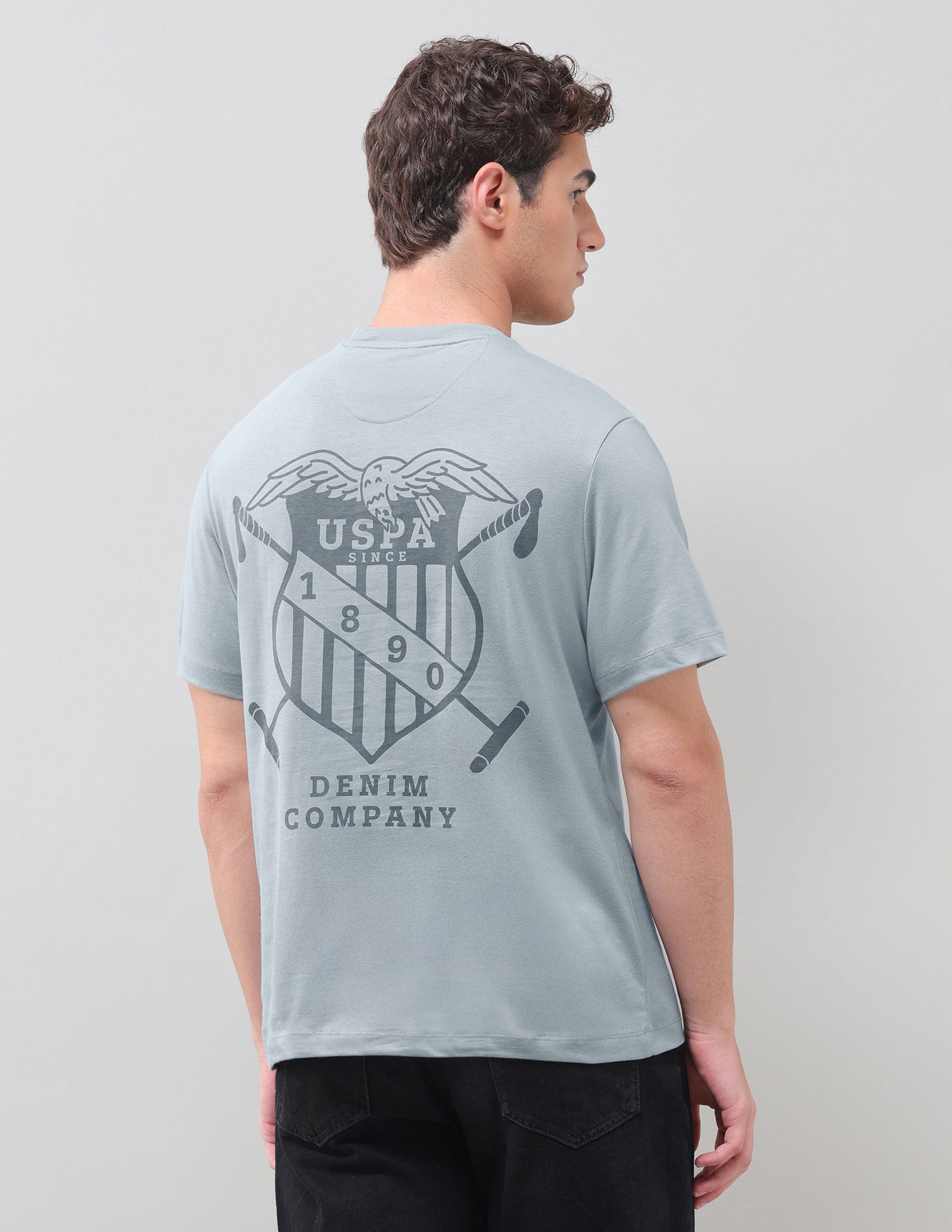 Graphic Brand Printed Relaxed Fit T-Shirt Grey - U.S. Polo Assn. India | Large