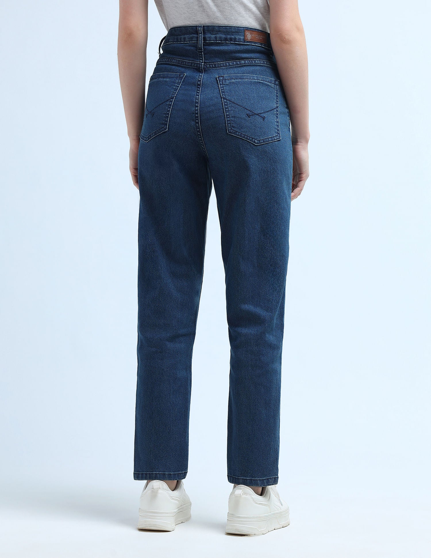 High Rise Mom Fit Jeans Blue - U.S. POLO ASSN. | Large