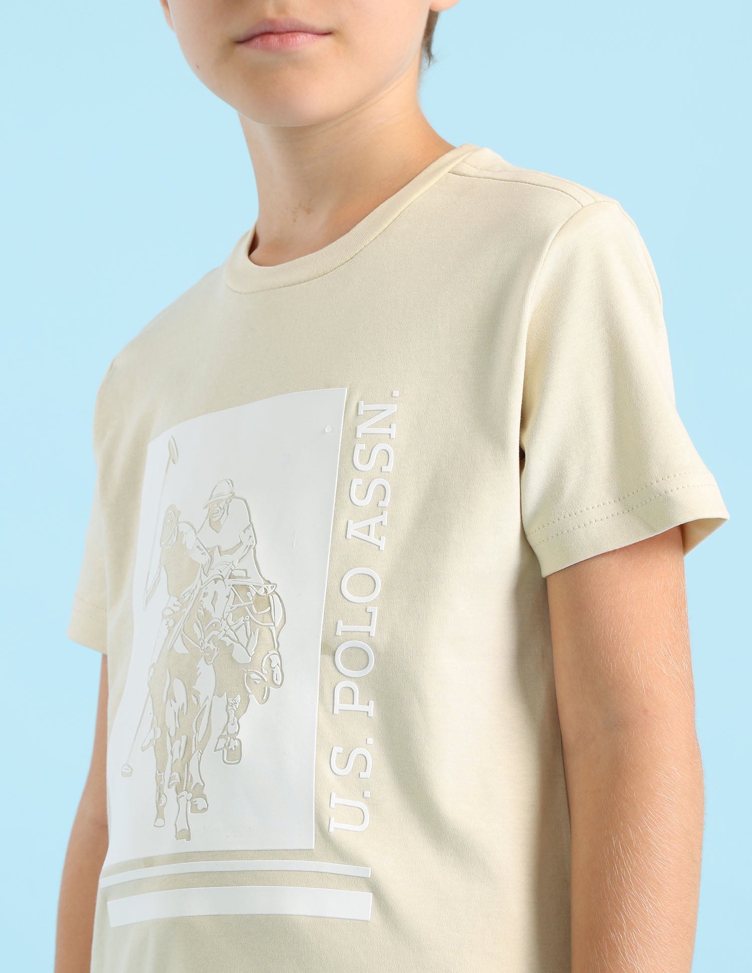 Boys Brand Printed Regular Fit T-Shirt Light Brown - U.S. POLO ASSN. | Large