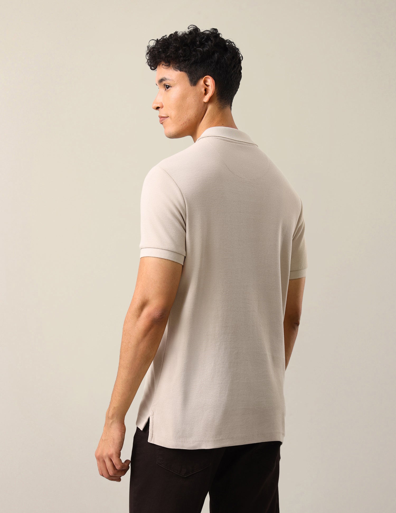 Brand Embossed Slim Fit Polo Shirt Beige - U.S. Polo Assn. India | Large