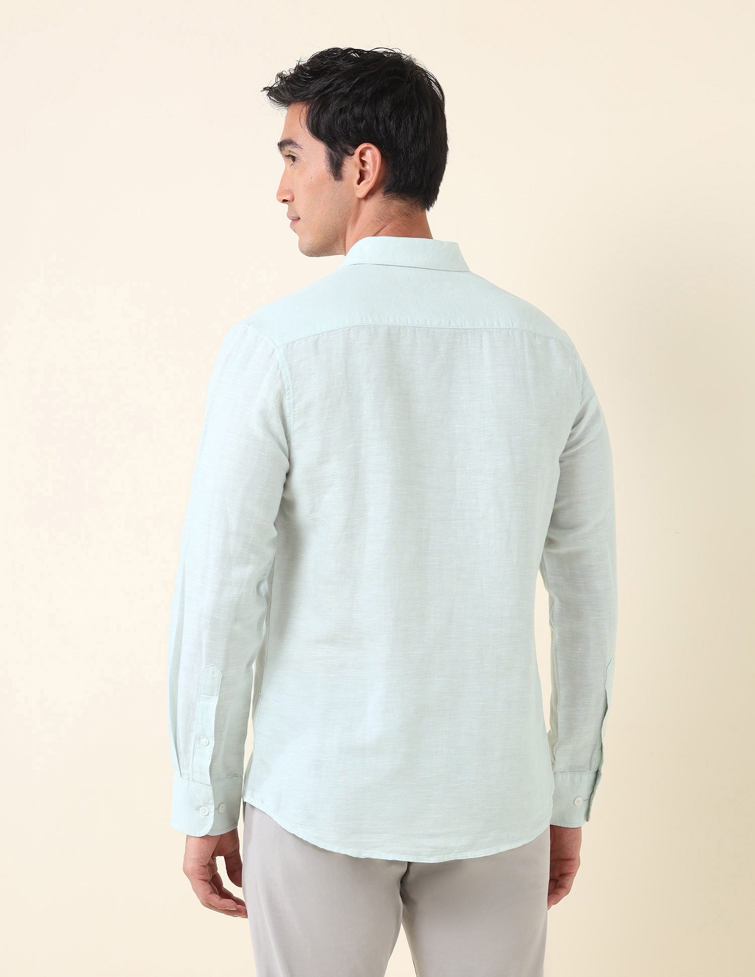 Textured Tailored Fit Shirt Light Green - U.S. Polo Assn. India | Large