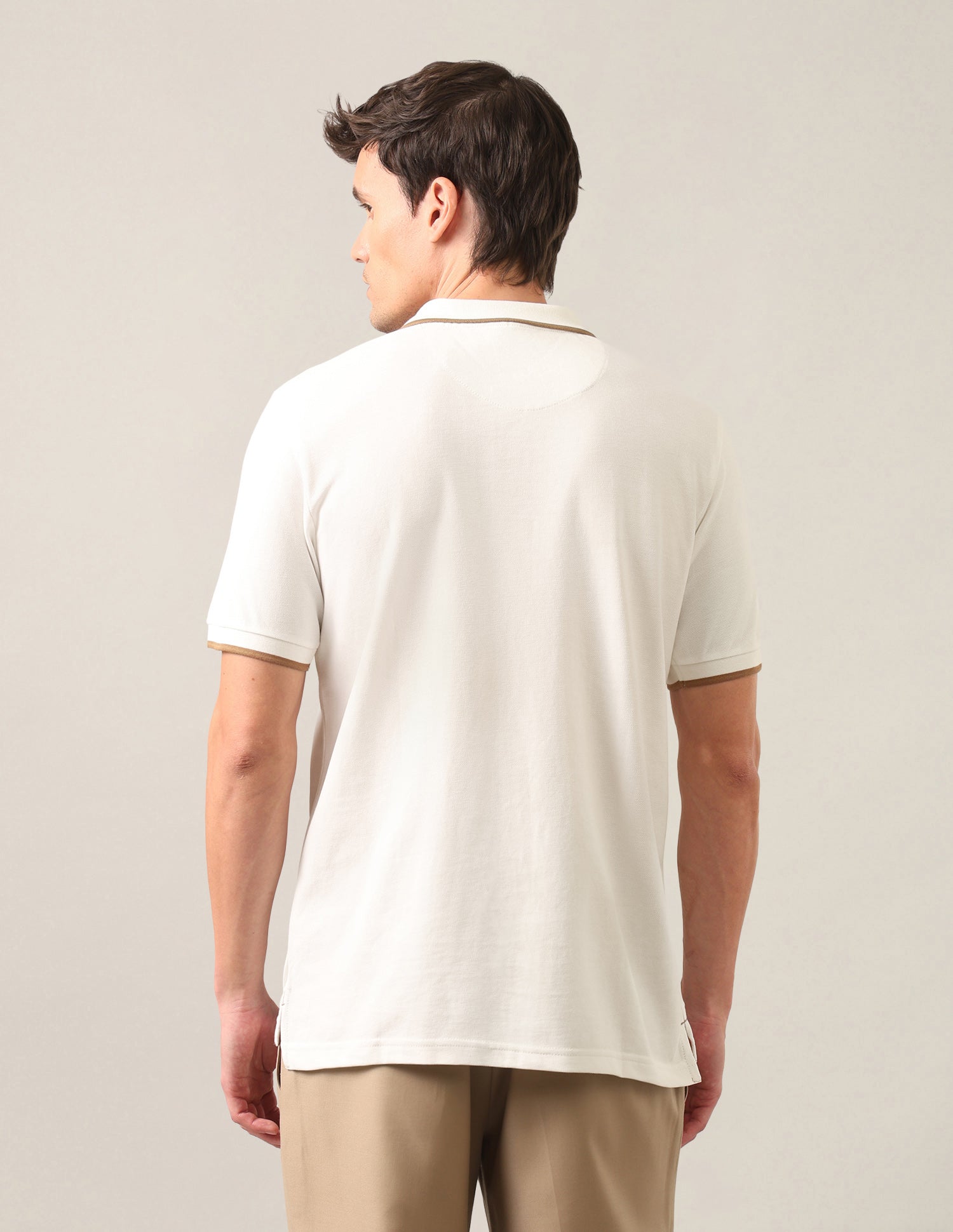 Solid Slim Fit Polo Shirt Ivory - U.S. Polo Assn. India | Large