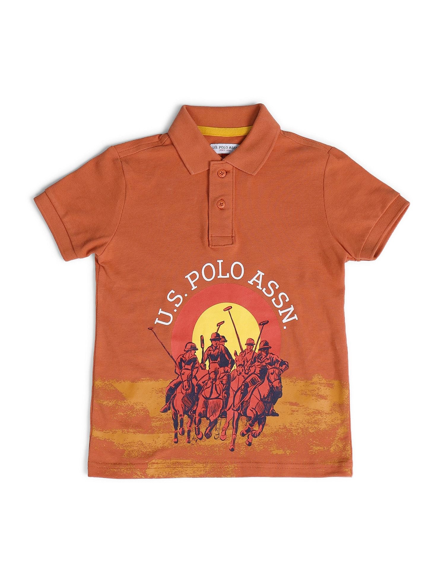 Boys Brand Printed Polo Shirt Rust - U.S. POLO ASSN. | Large