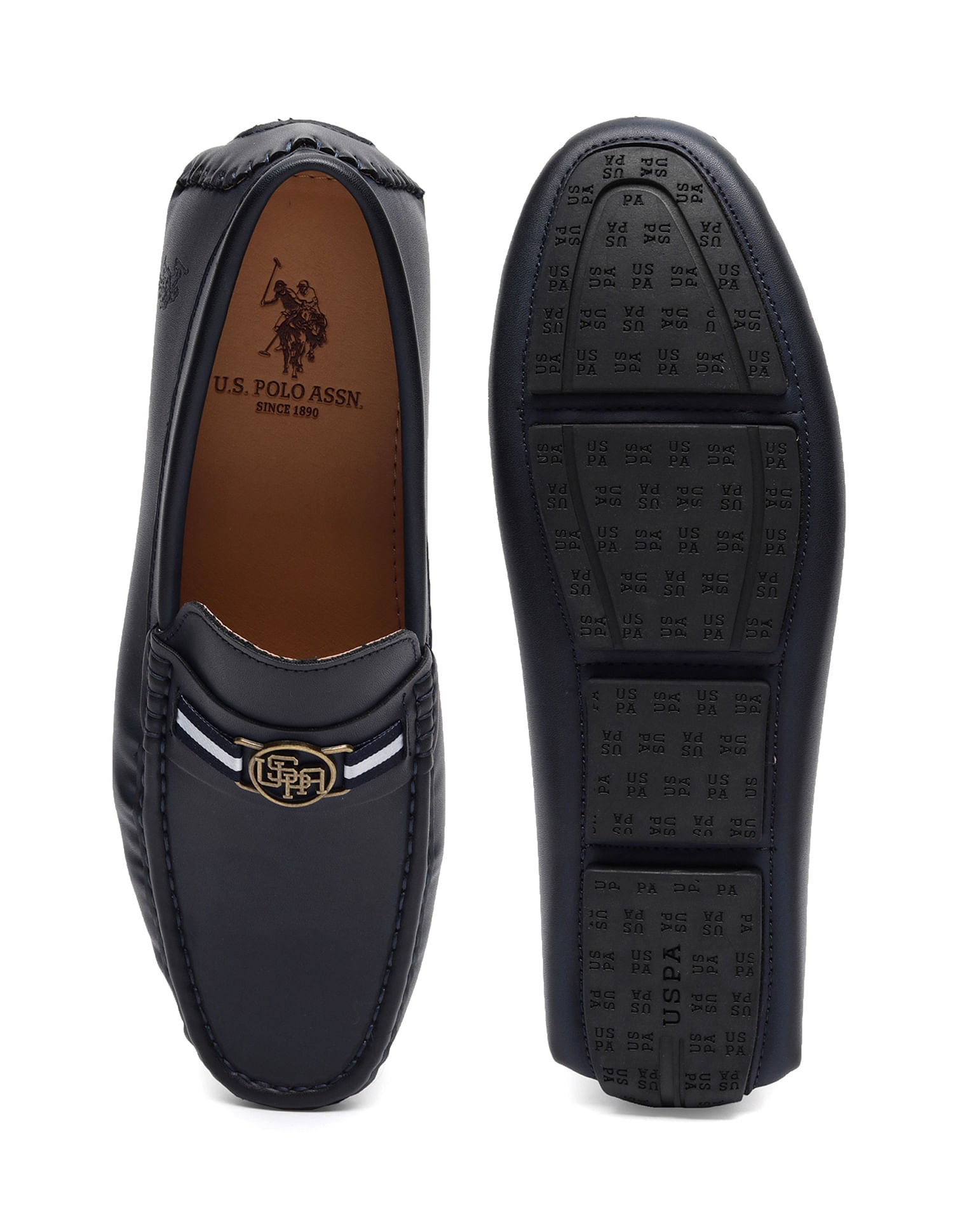 Metallic Logo Accent Solid Fritof Loafers – U.S. Polo Assn. India
