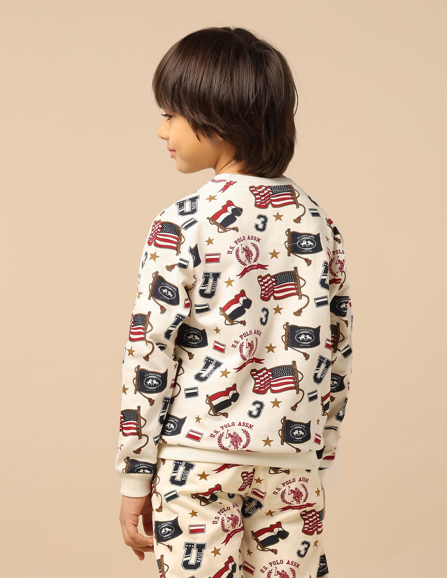 Boys Brand Printed Regular Fit Sweatshirt White - U.S. POLO ASSN. | Large