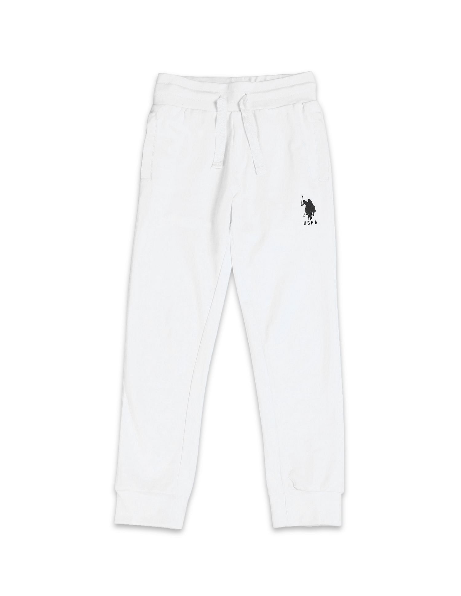 Boys Regular Fit Cotton Joggers White - U.S. POLO ASSN. | Large