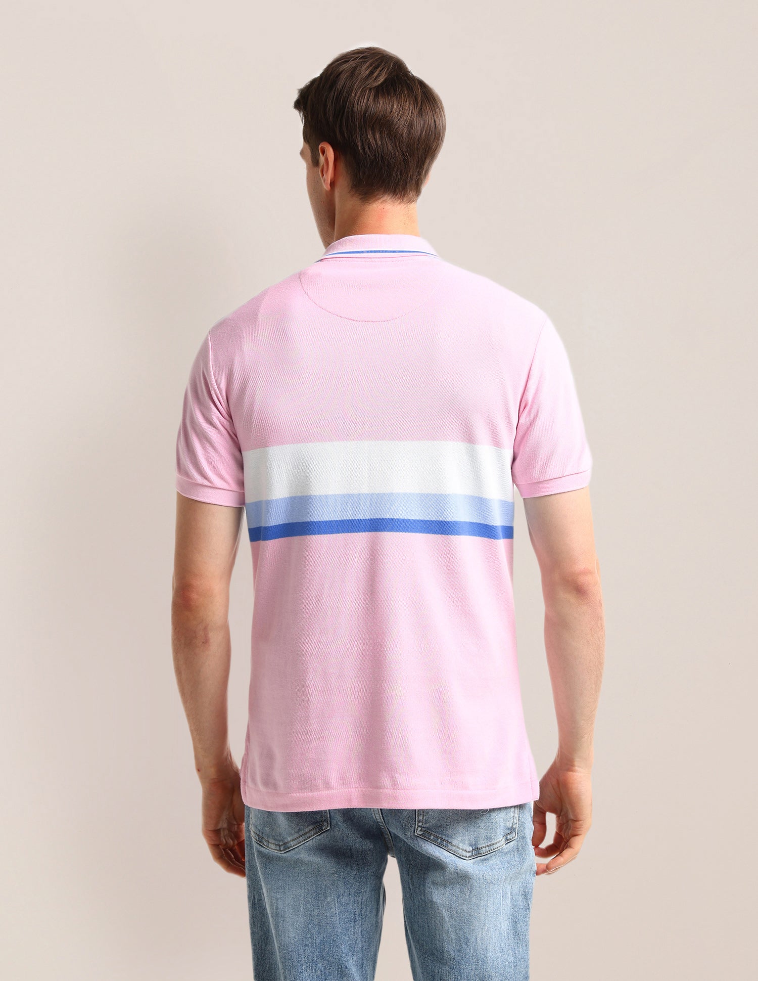 Horizontal Striped Slim Fit Polo Shirt Light-Pink - U.S. POLO ASSN. | Large