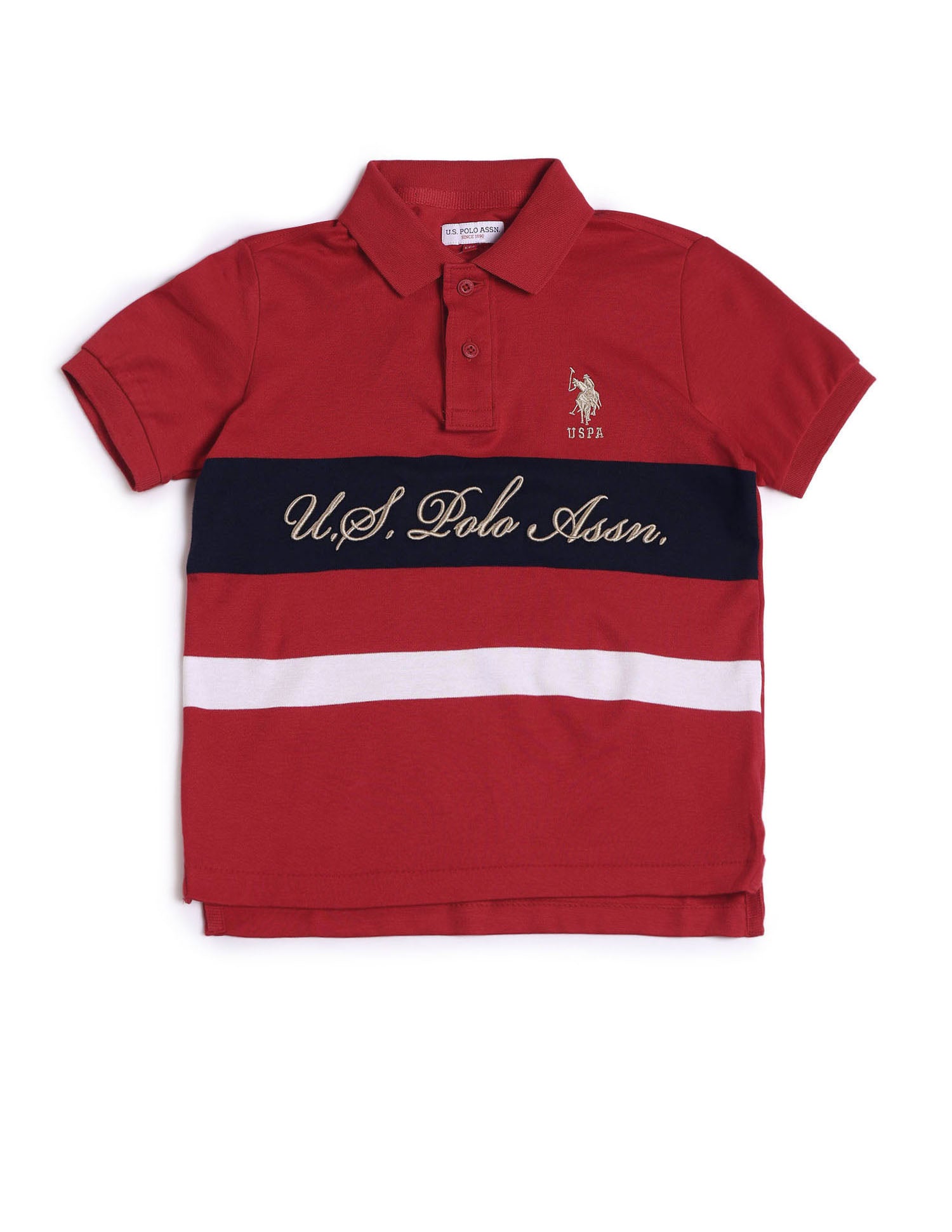 Boys Colourblock Regular Fit Polo Shirt Medium Red - U.S. POLO ASSN. | Large