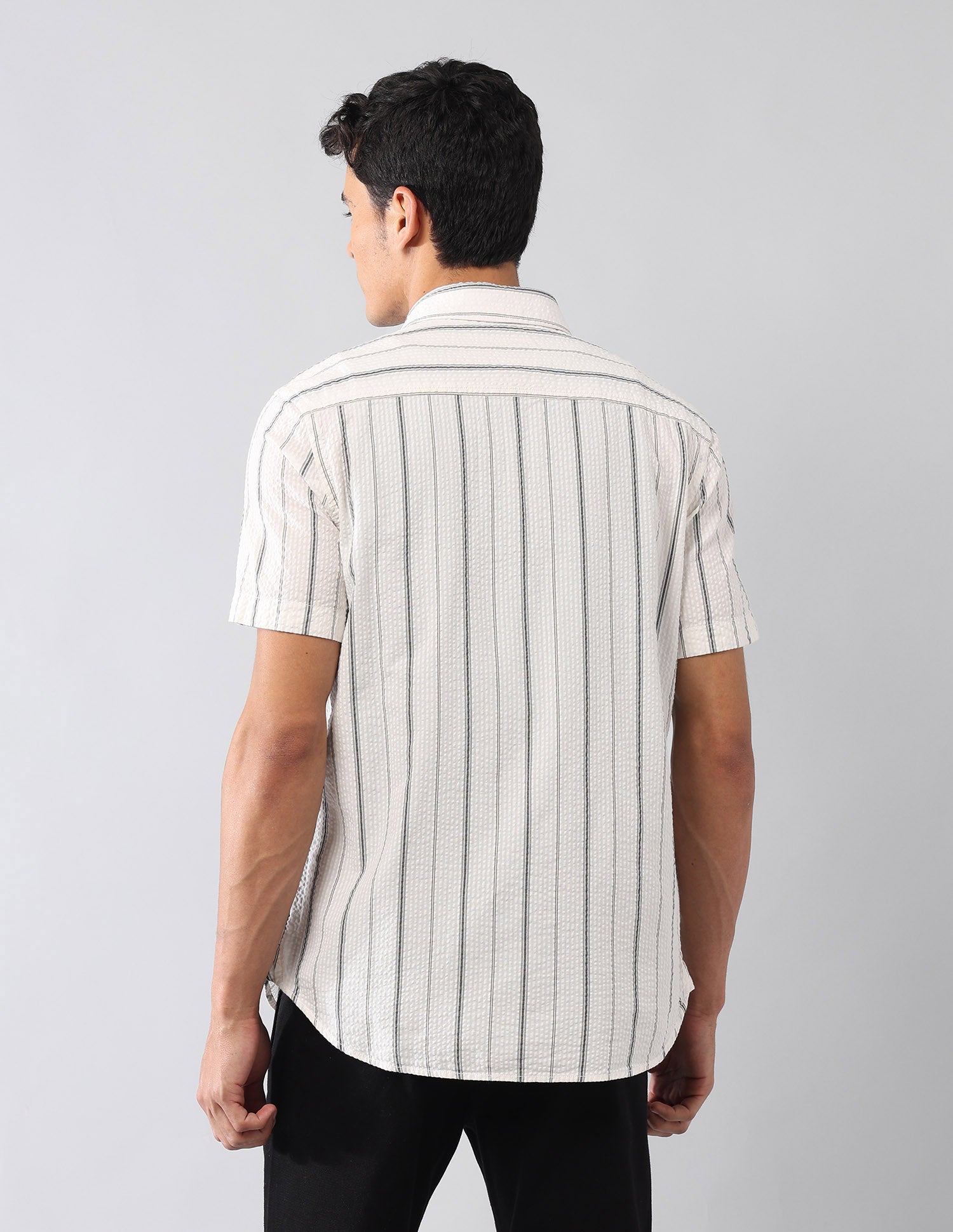 Vertical Striped Seersucker Regular Fit Shirt White - U.S. Polo Assn. India | Large