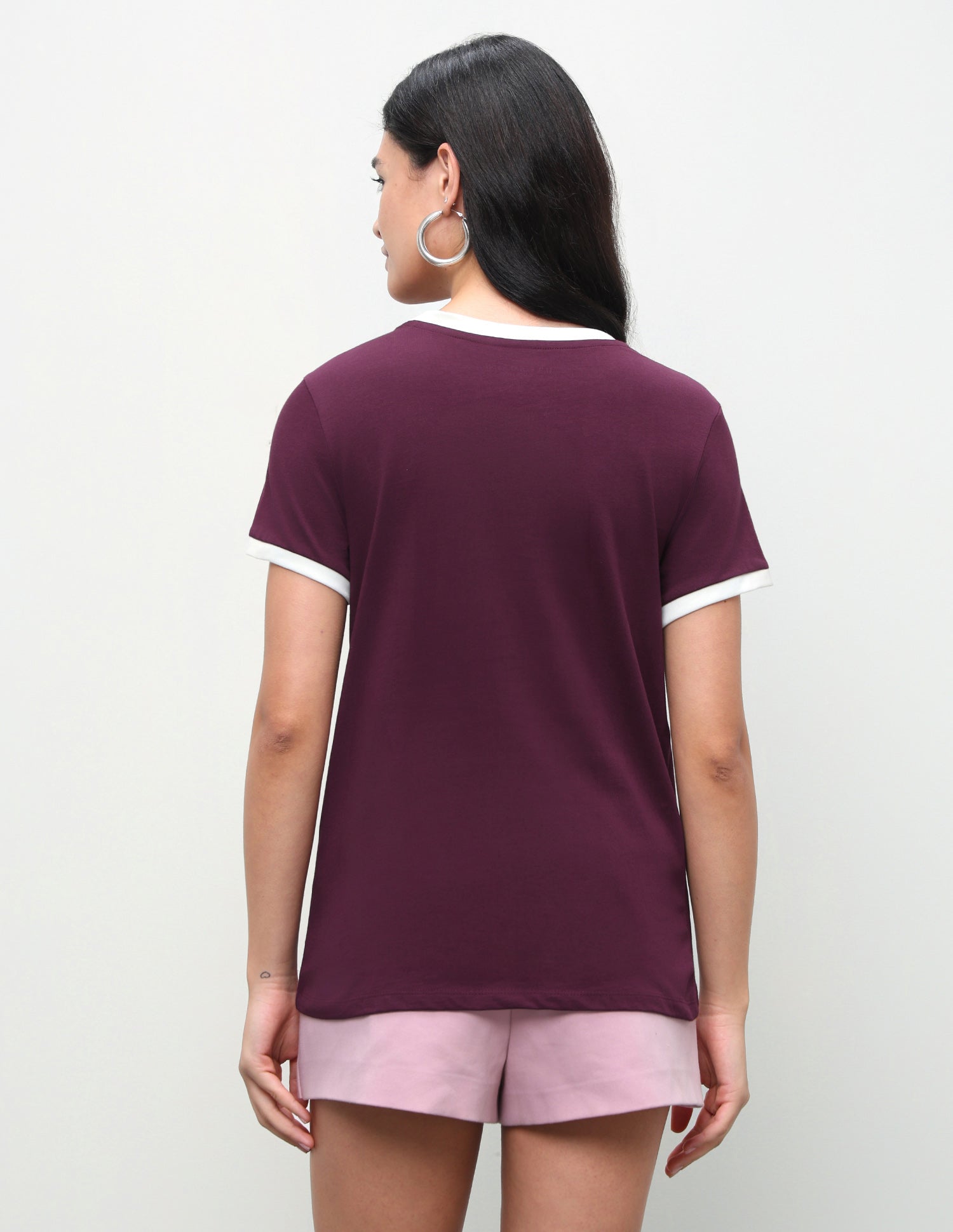 Typographic Brand Printed Ringer T-Shirt Wine - U.S. Polo Assn. India | Large