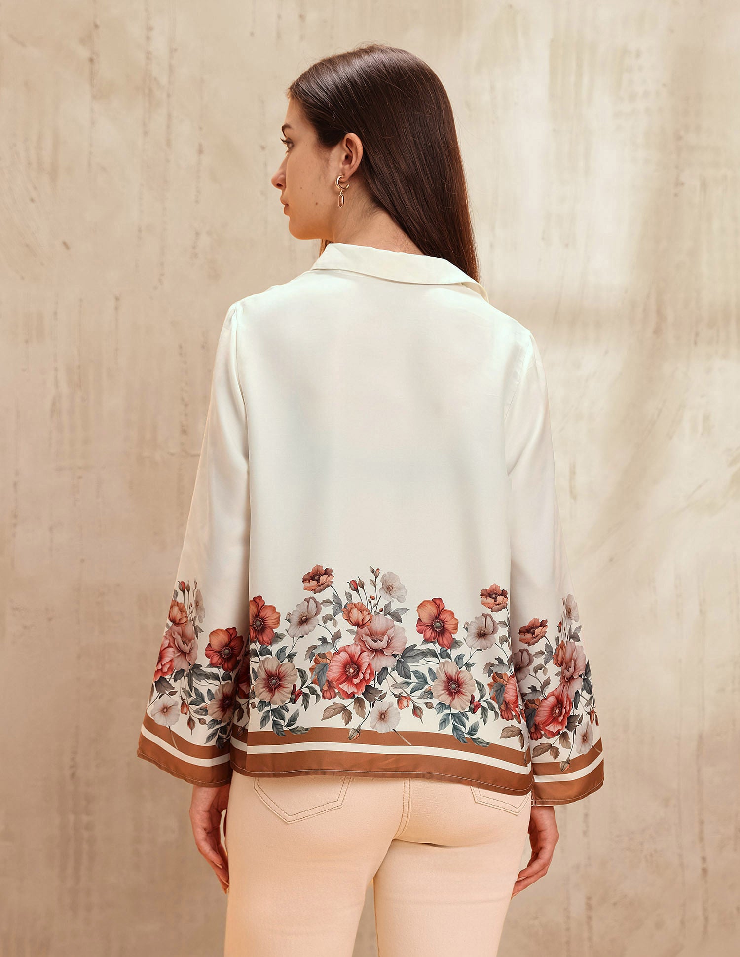 Floral Printed Relaxed Fit Shirt Off White - U.S. POLO ASSN. | Large