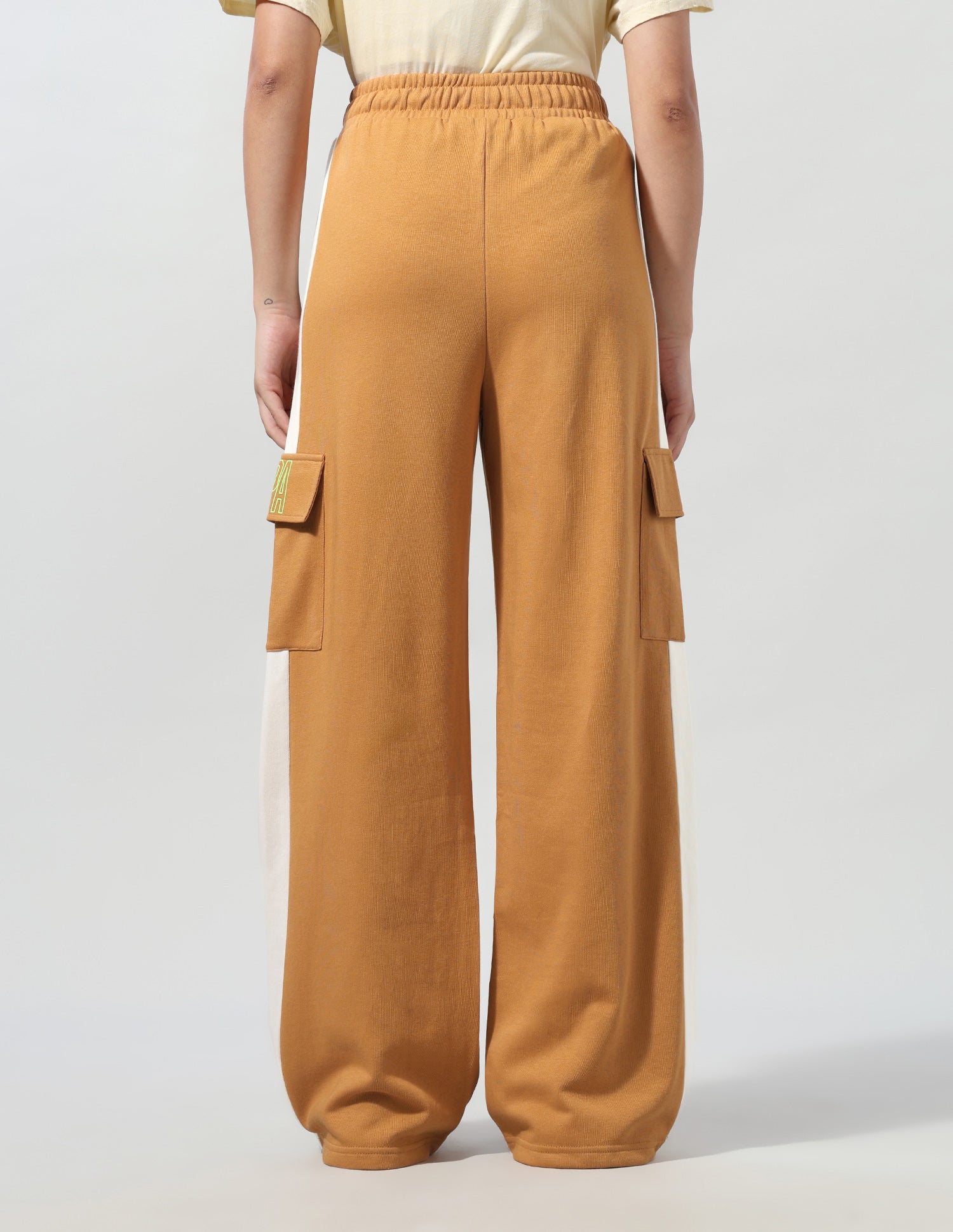 Solid Wide Leg Cargo Trousers Light Brown - U.S. Polo Assn. India | Large