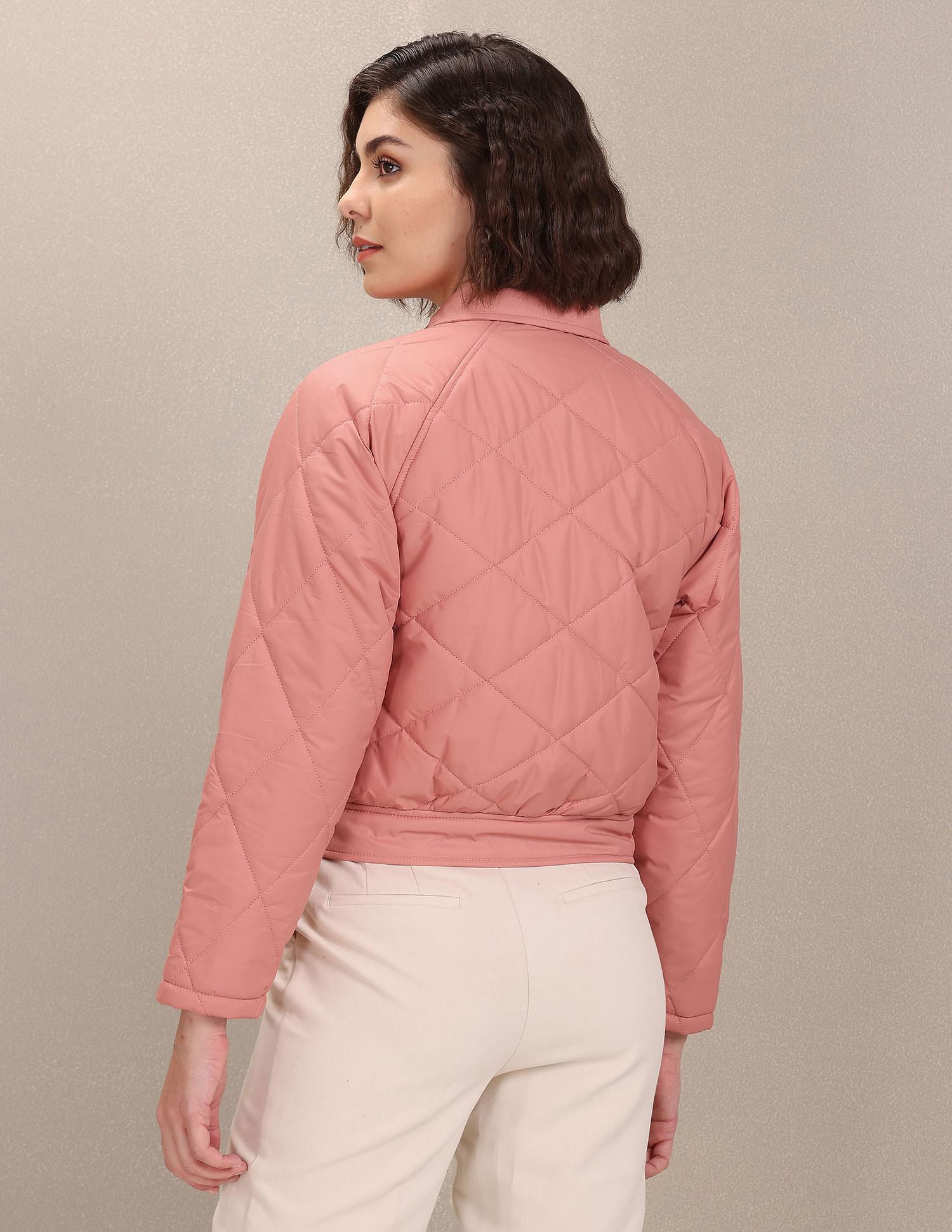 Spread Collar Solid Quilted Jacket Pink - U.S. POLO ASSN. | Large