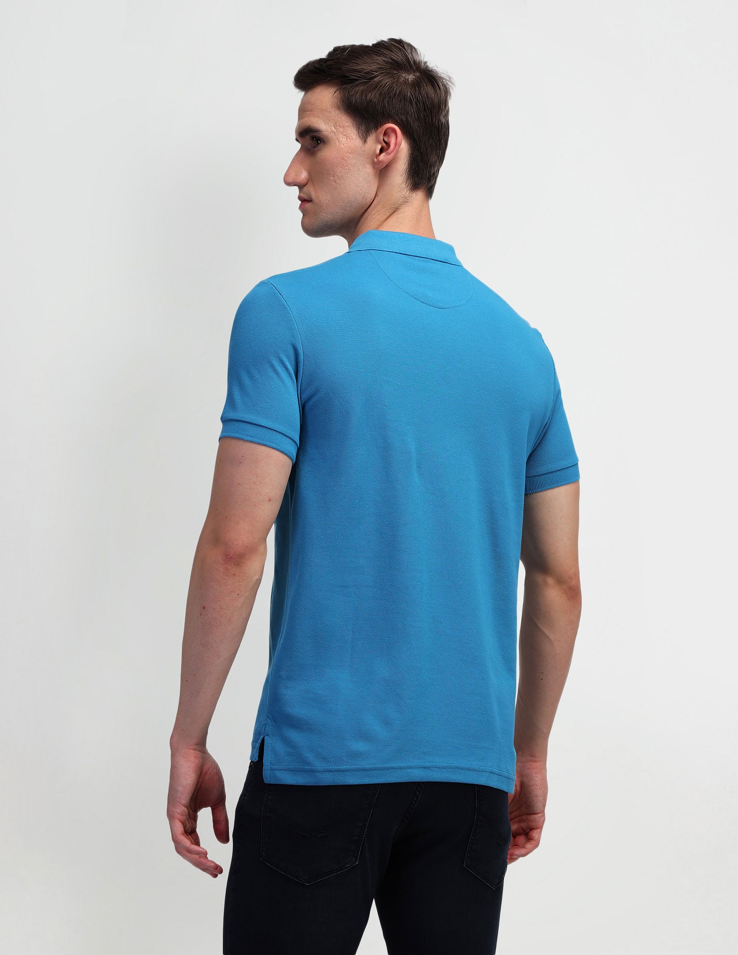 Solid Slim Fit Polo Shirt Blue - U.S. Polo Assn. India | Large
