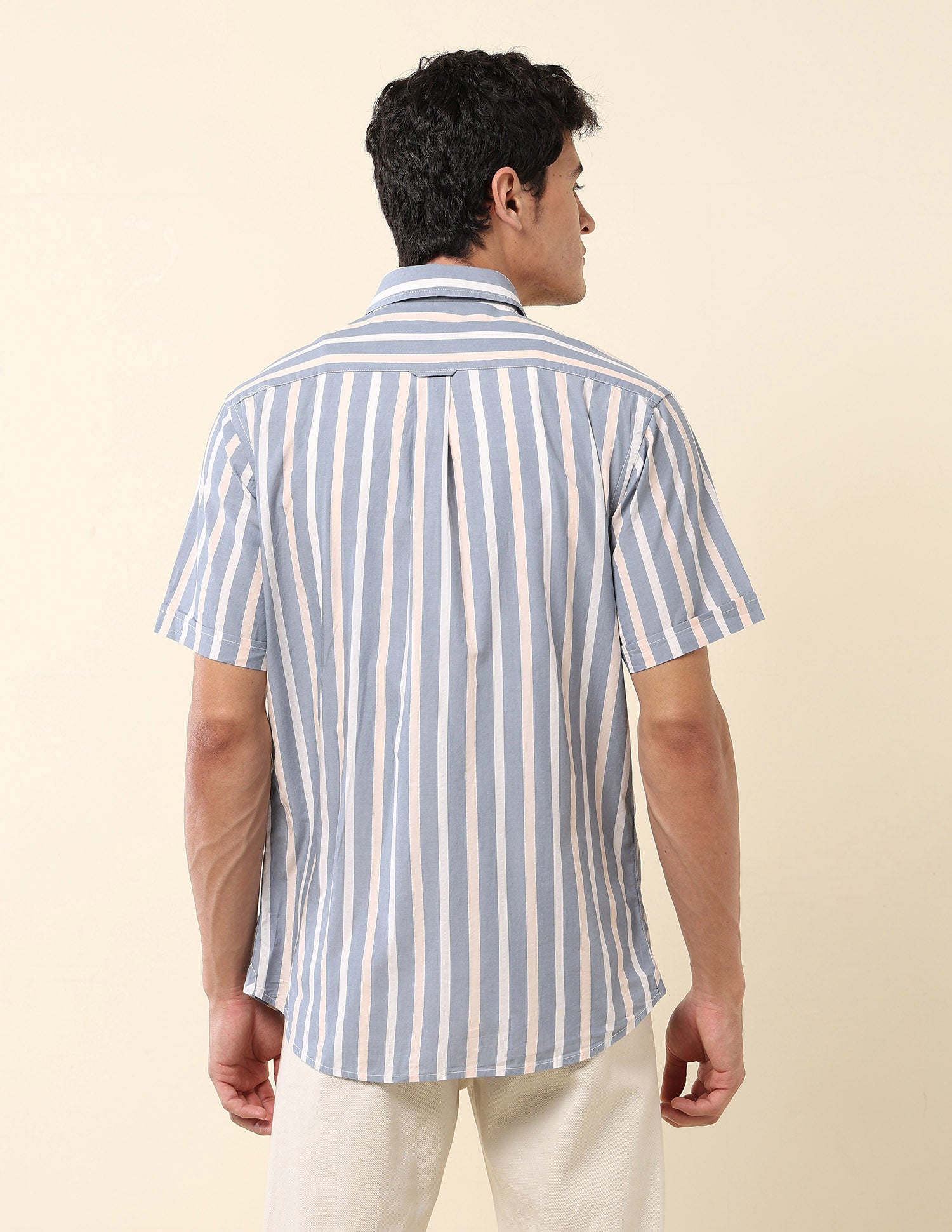 Vertical Striped Pure Cotton Shirt Blue - U.S. Polo Assn. India | Large