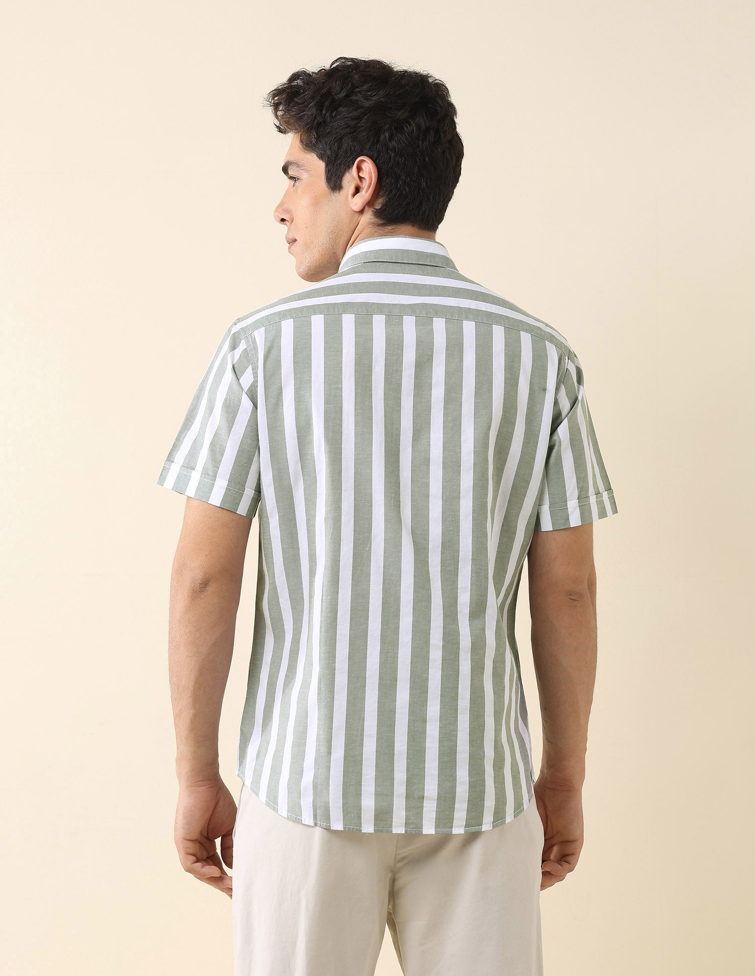 Vertical Striped Tailored Fit Shirt Green - U.S. Polo Assn. India | Large