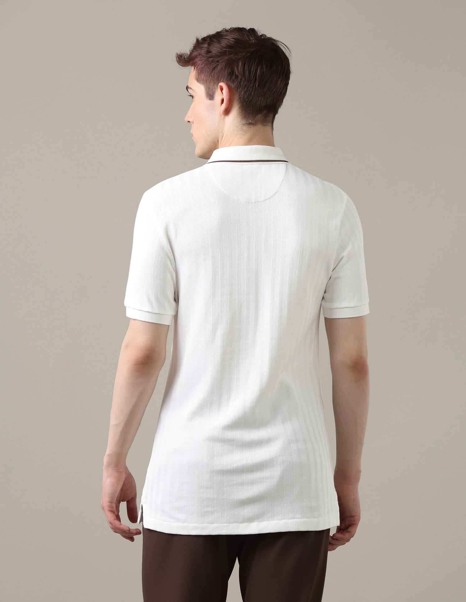 Textured Chevron Slim Fit Polo Shirt White - U.S. Polo Assn. India | Large