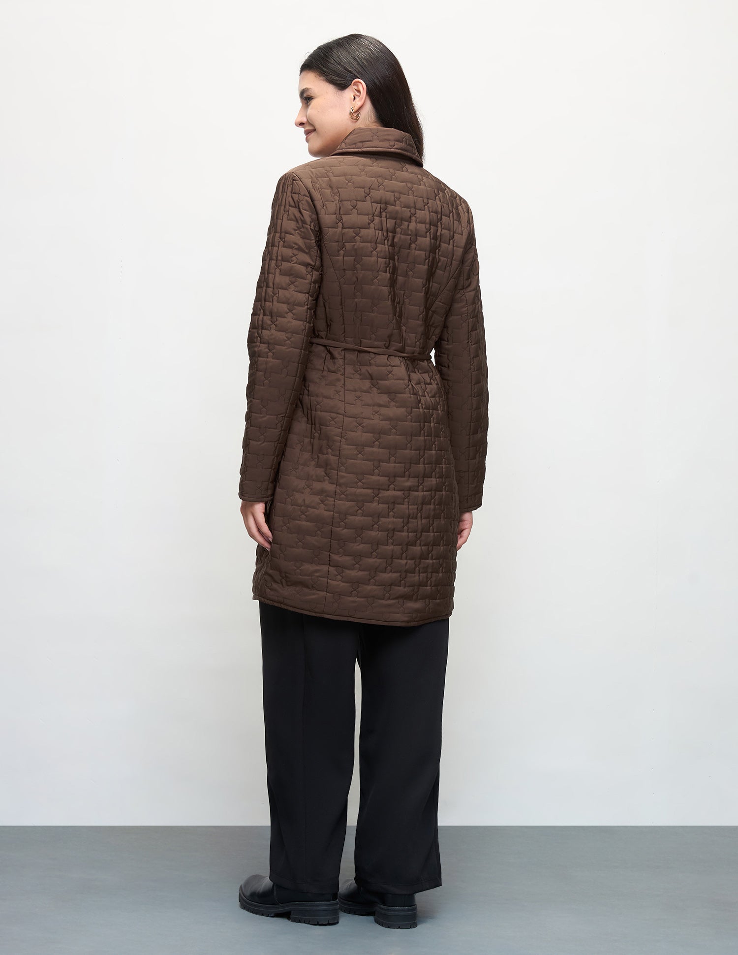 Solid Longline Quilted Jacket Brown - U.S. Polo Assn. India | Large