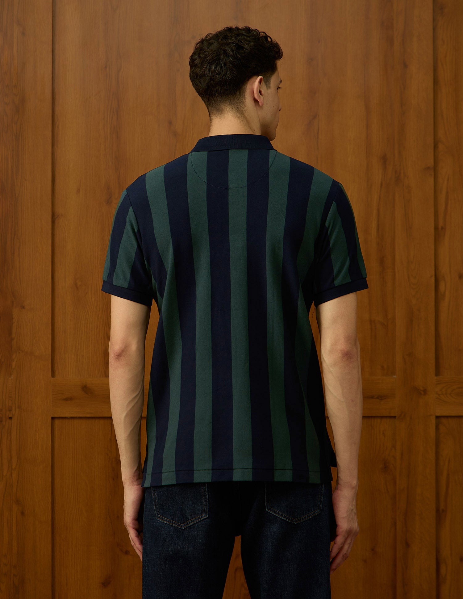 Vertical Striped Varsity Polo Shirt Olive - U.S. Polo Assn. India | Large