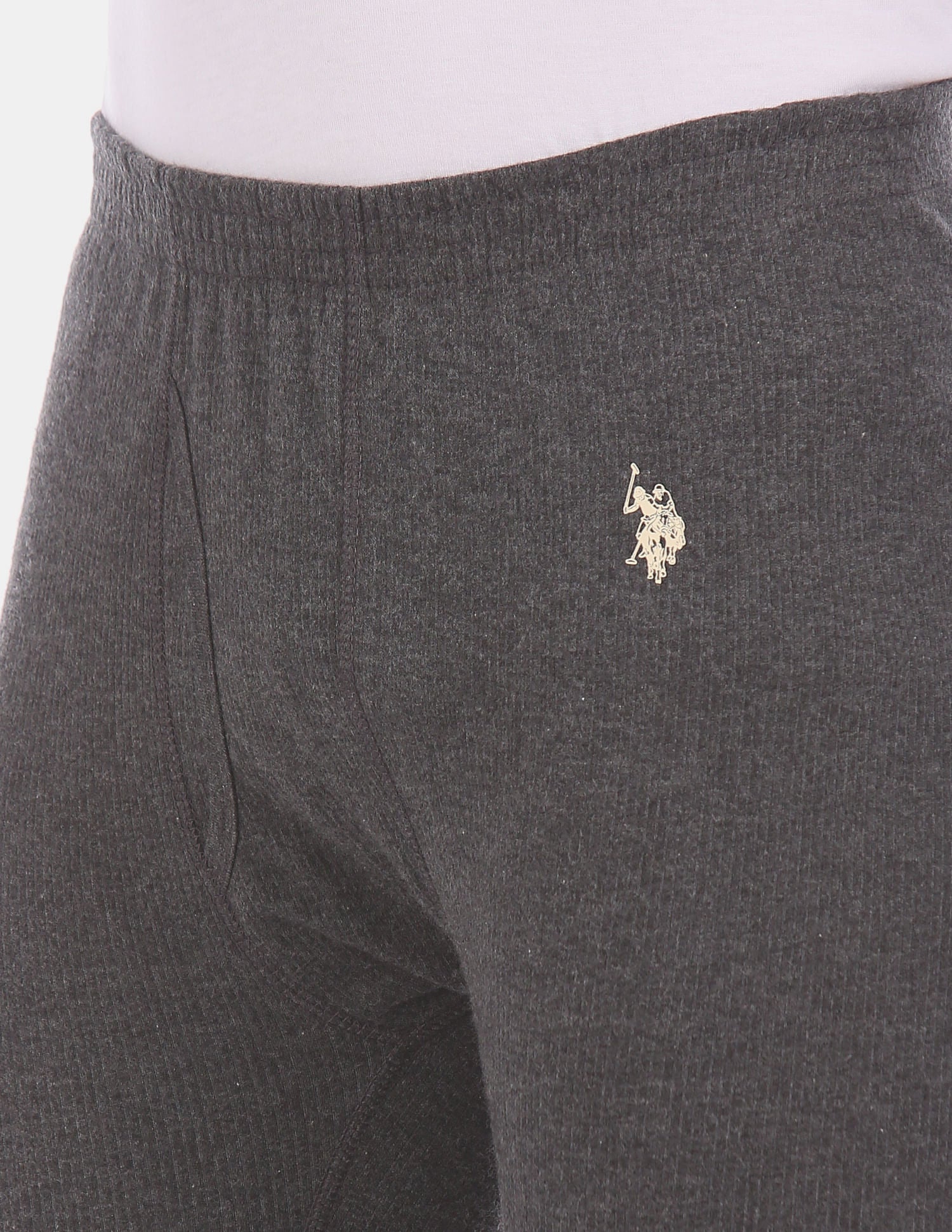 Mid Rise Slim Fit Solid I653 Thermal Pants - Pack Of 1 Anthra Melange - U.S. POLO ASSN. | Large