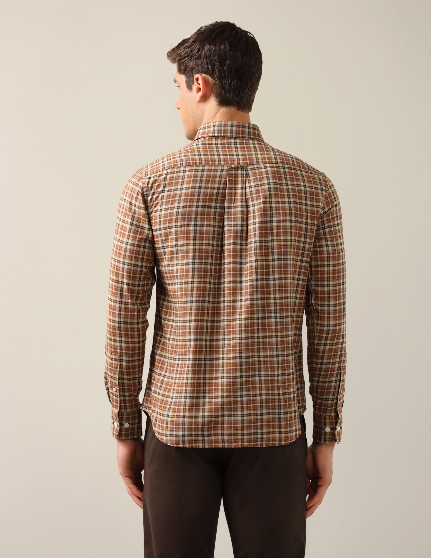 Plaid Checked Tailored Fit Shirt Brown - U.S. Polo Assn. India | Large