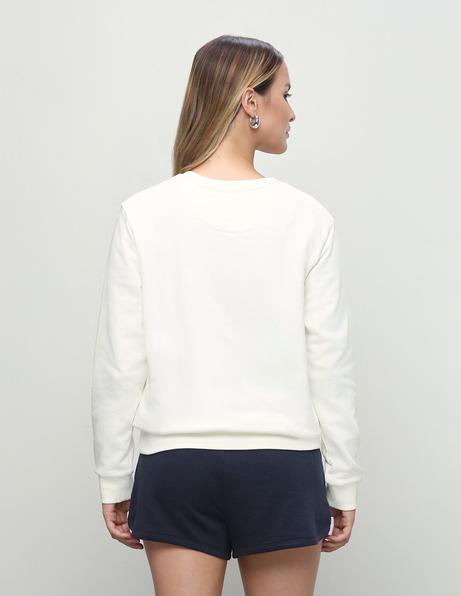Brand Embroidered Relaxed Fit Sweatshirt Off-White - U.S. Polo Assn. India | Large
