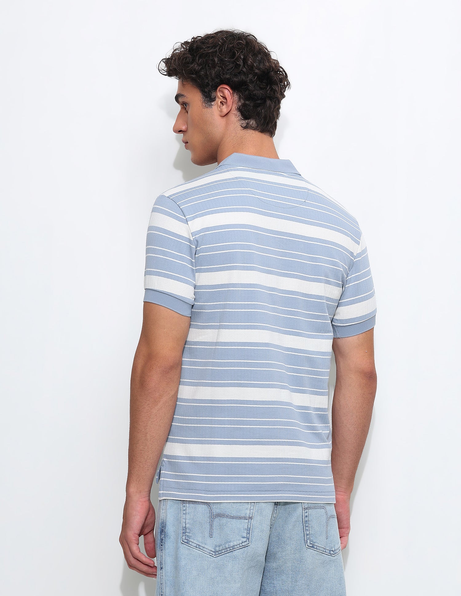 Horizontal Striped Slim Fit Polo Shirt Blue - U.S. Polo Assn. India | Large