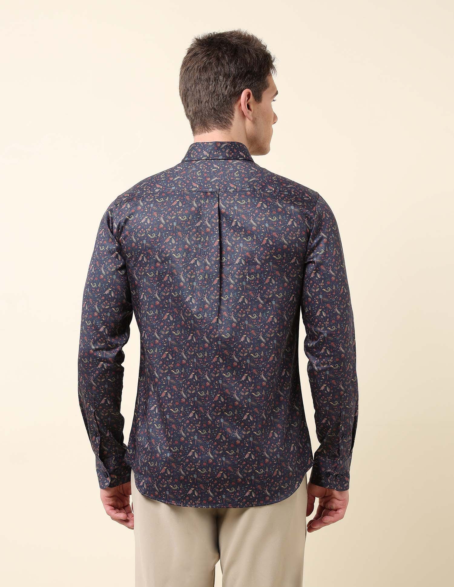 All-Over Printed Satin Shirt Navy - U.S. Polo Assn. India | Large