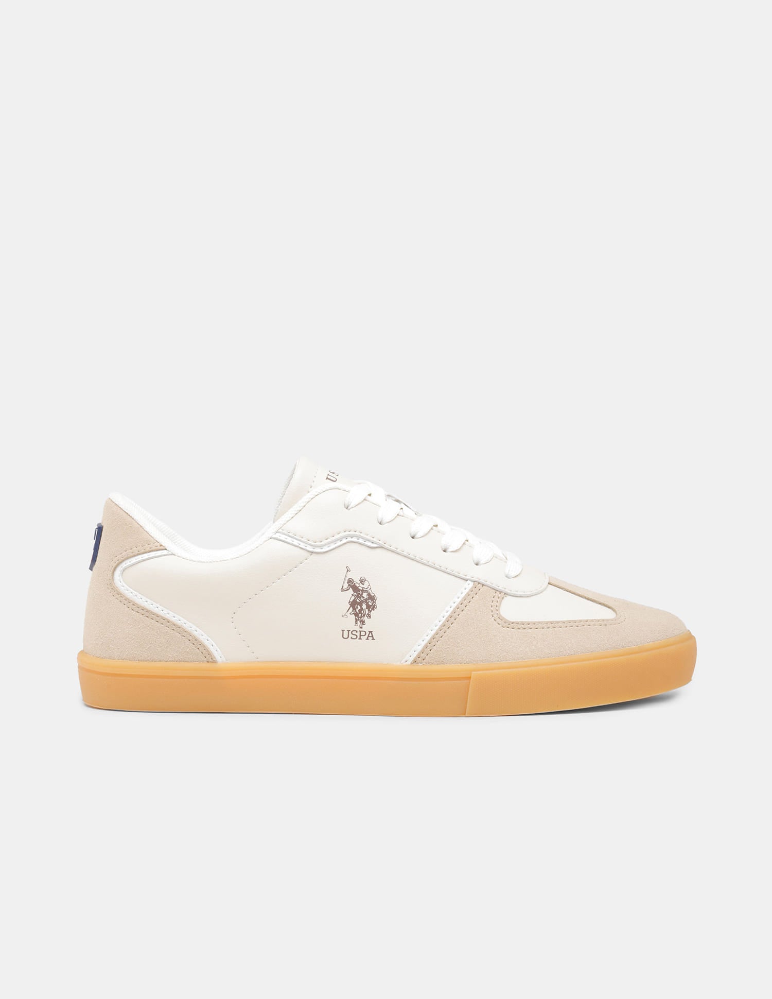 Men Colour Blocked Suede Oberon Sneakers Beige - U.S. Polo Assn. India | Large