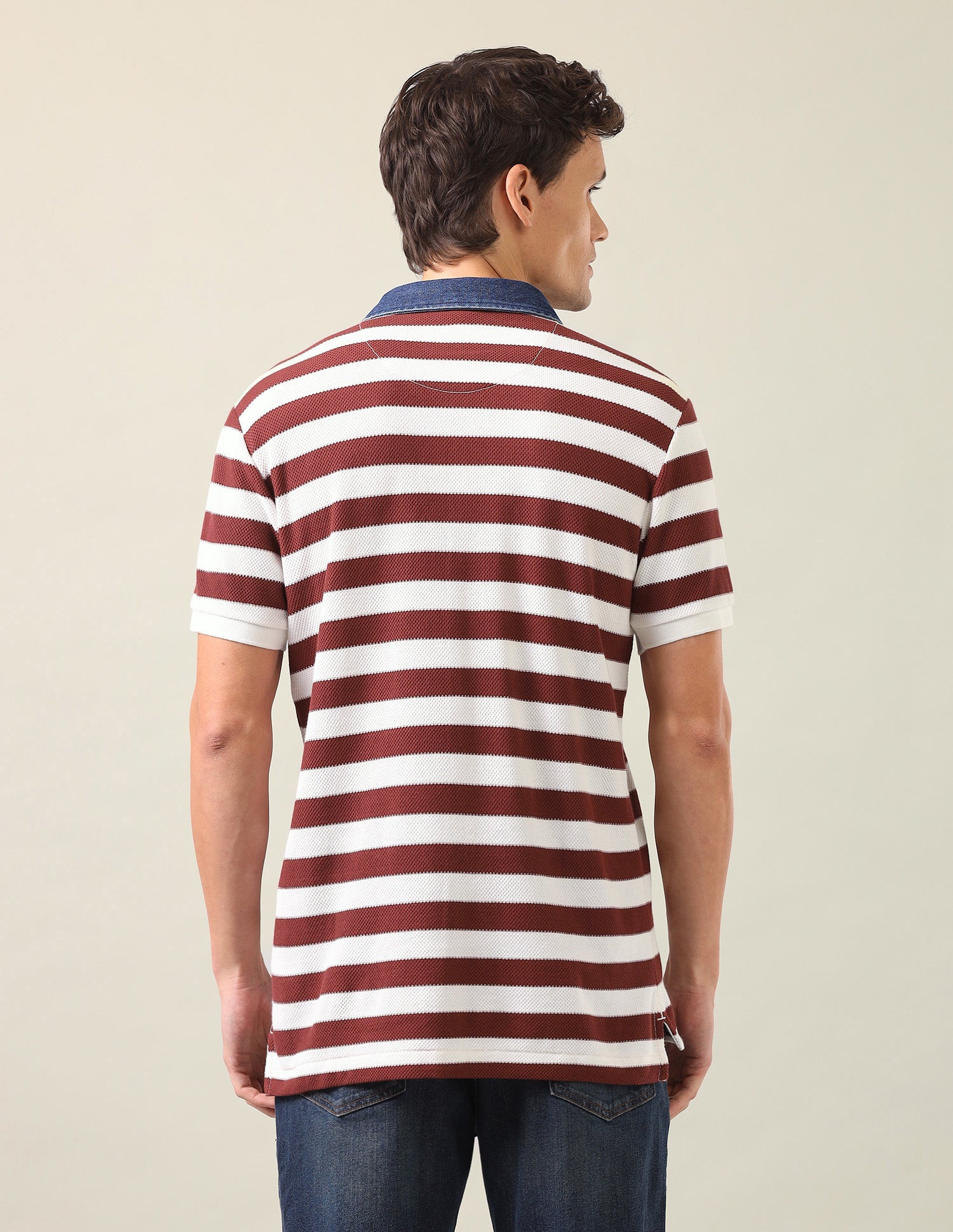 Horizontal Striped Slim Fit Polo Shirt Rust - U.S. Polo Assn. India | Large