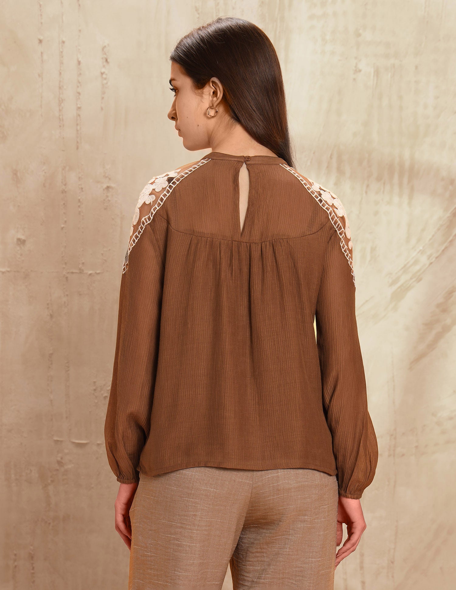 Floral embroidered Top Brown - U.S. POLO ASSN. | Large