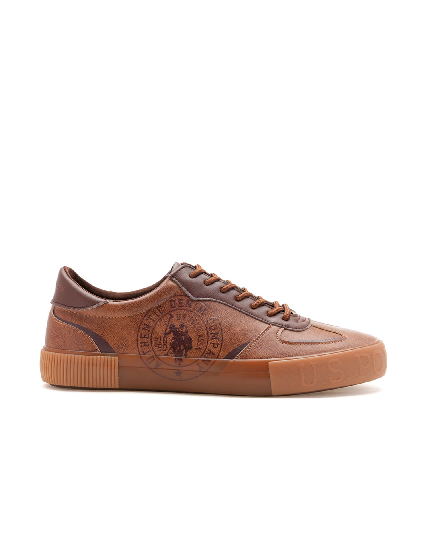 Men Brand Print Rens Sneakers Brown - U.S. Polo Assn. India | Large