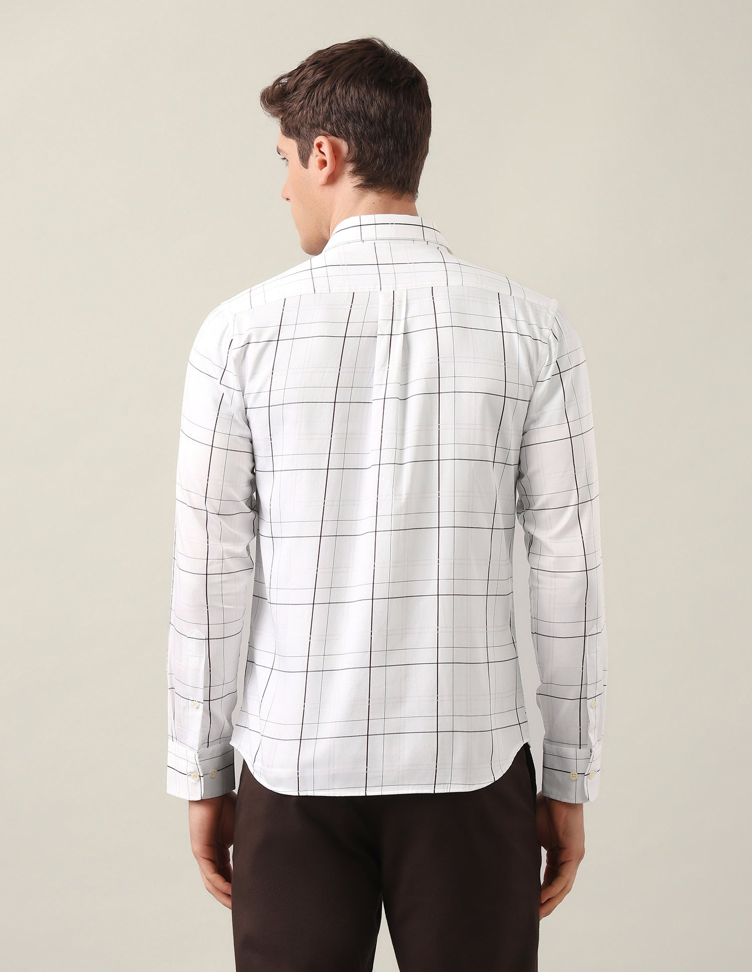 Windowpane Checked Satin Shirt Purple - U.S. Polo Assn. India | Large