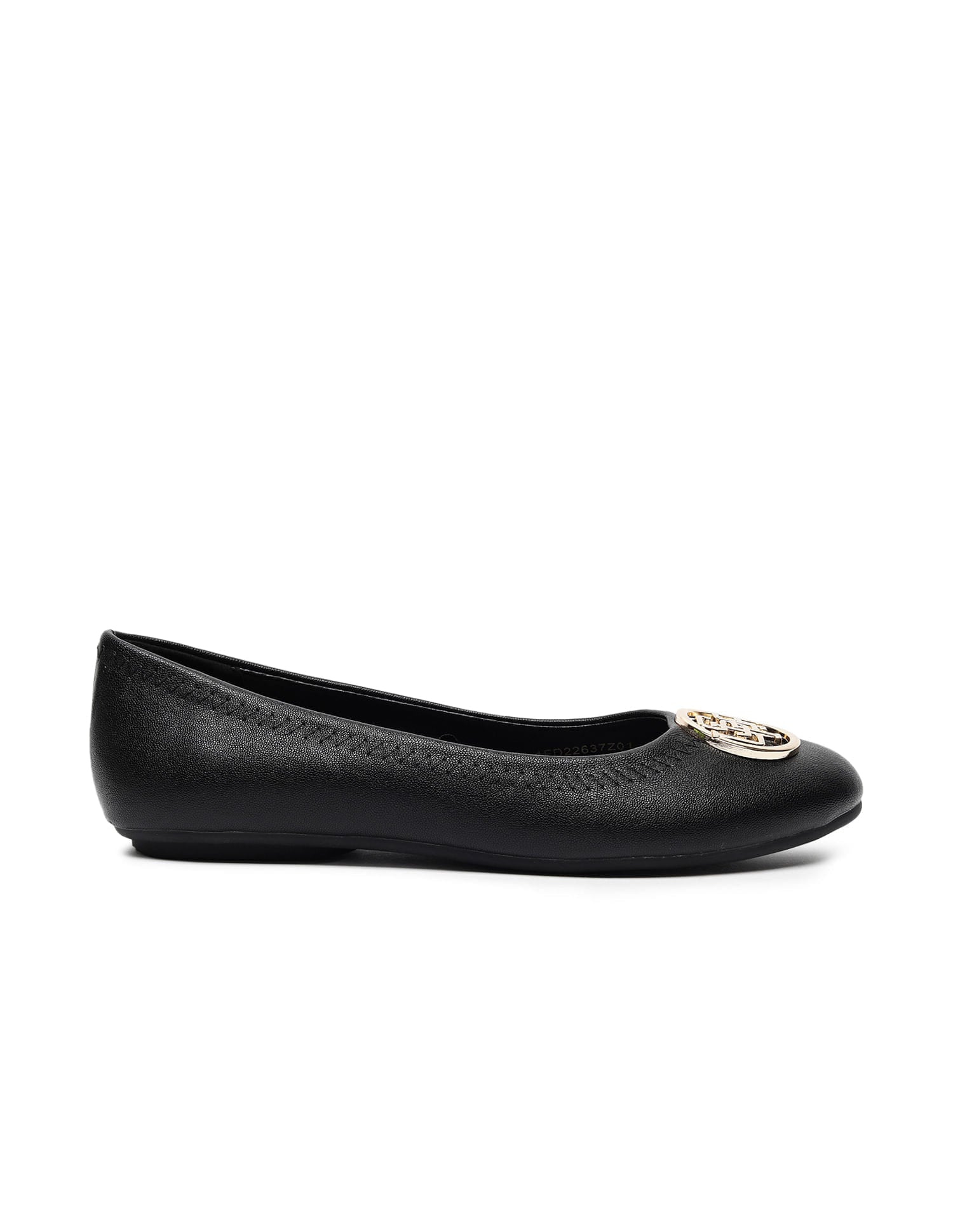 Metallic Logo Solid Ballerinas Black - U.S. Polo Assn. India | Large