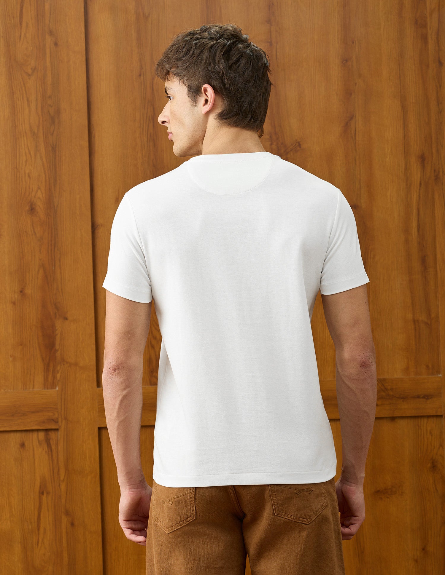 Solid Slim Fit T-Shirt Off White - U.S. Polo Assn. India | Large