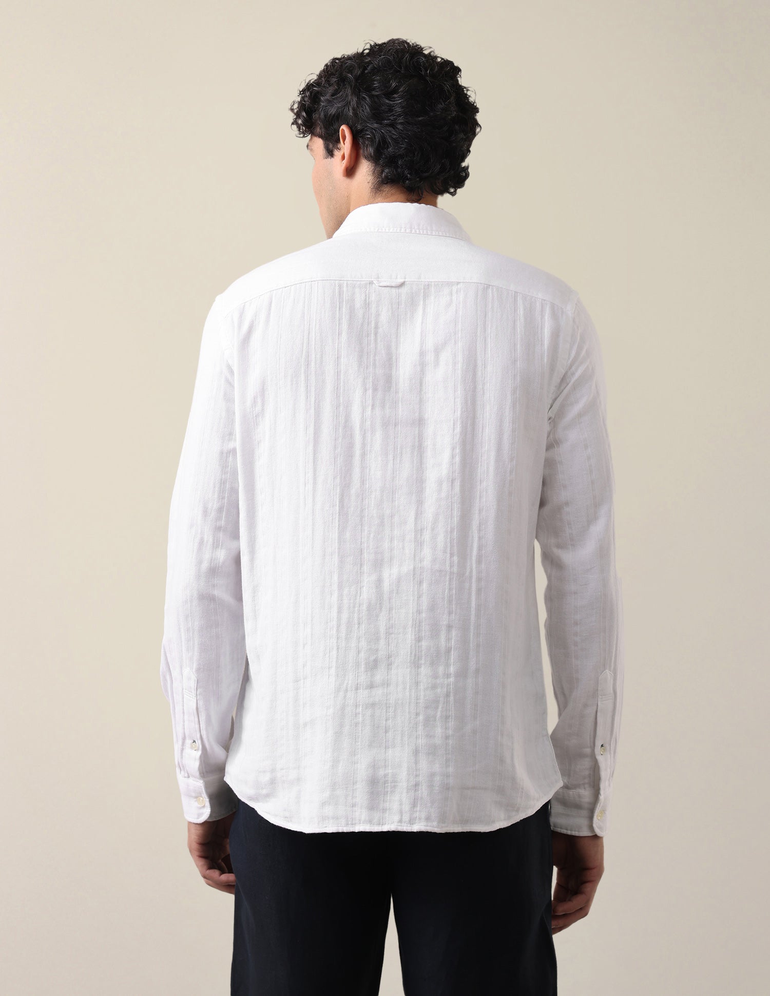 Self Design Vertical Striped Regular Fit Shirt White - U.S. Polo Assn. India | Large