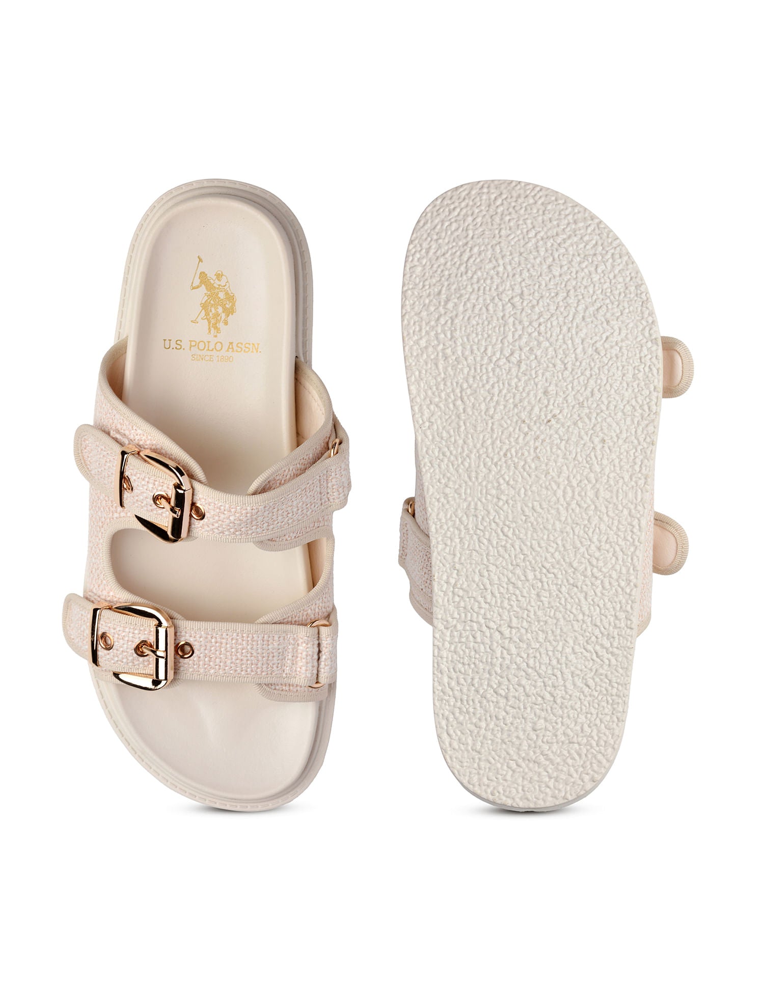 Textured Marcella Slippers Beige - U.S. Polo Assn. India | Large