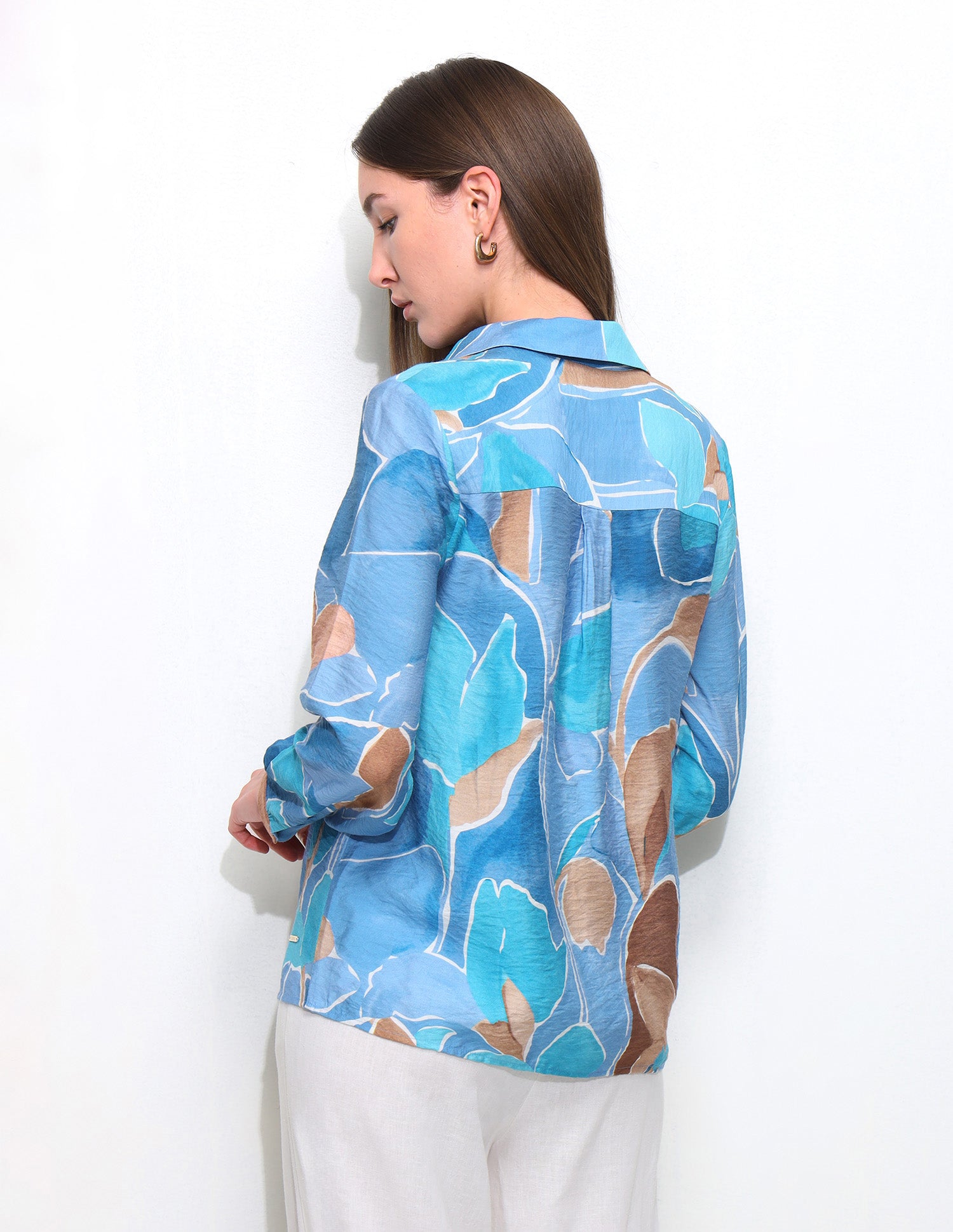 Abstract Printed V-Neck Collar Shirt Blue - U.S. Polo Assn. India | Large