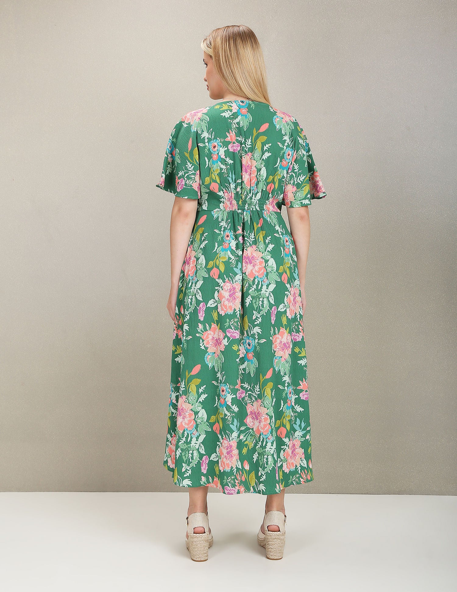 Floral Print Fit And Flare Dress Green - U.S. POLO ASSN. | Large