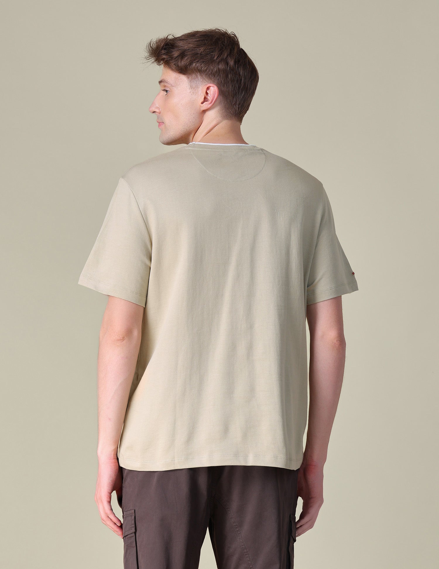 Solid Relaxed Fit T-Shirt Beige - U.S. POLO ASSN. | Large