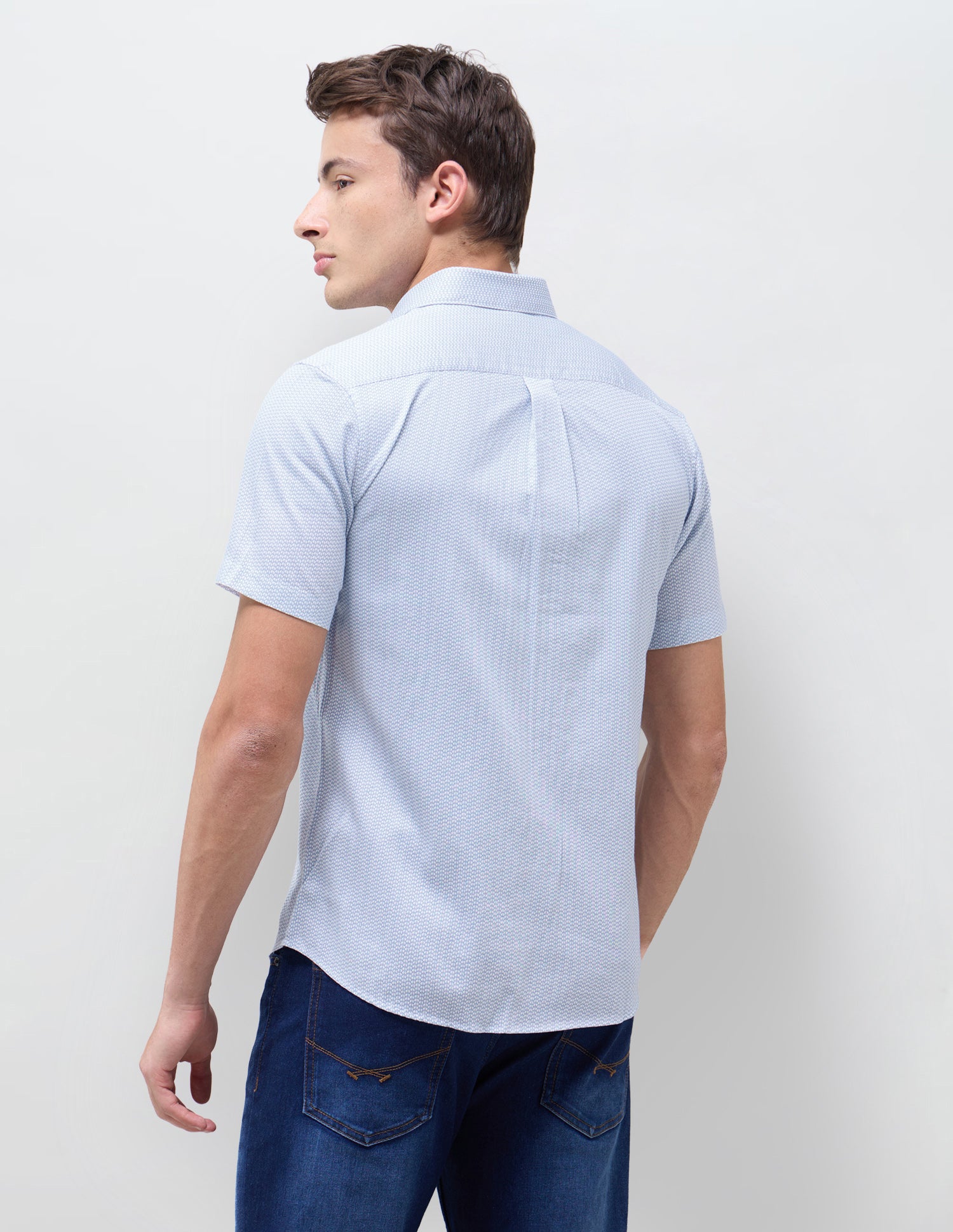 Geometric Printed Regular Fit Shirt Light Blue - U.S. Polo Assn. India | Large
