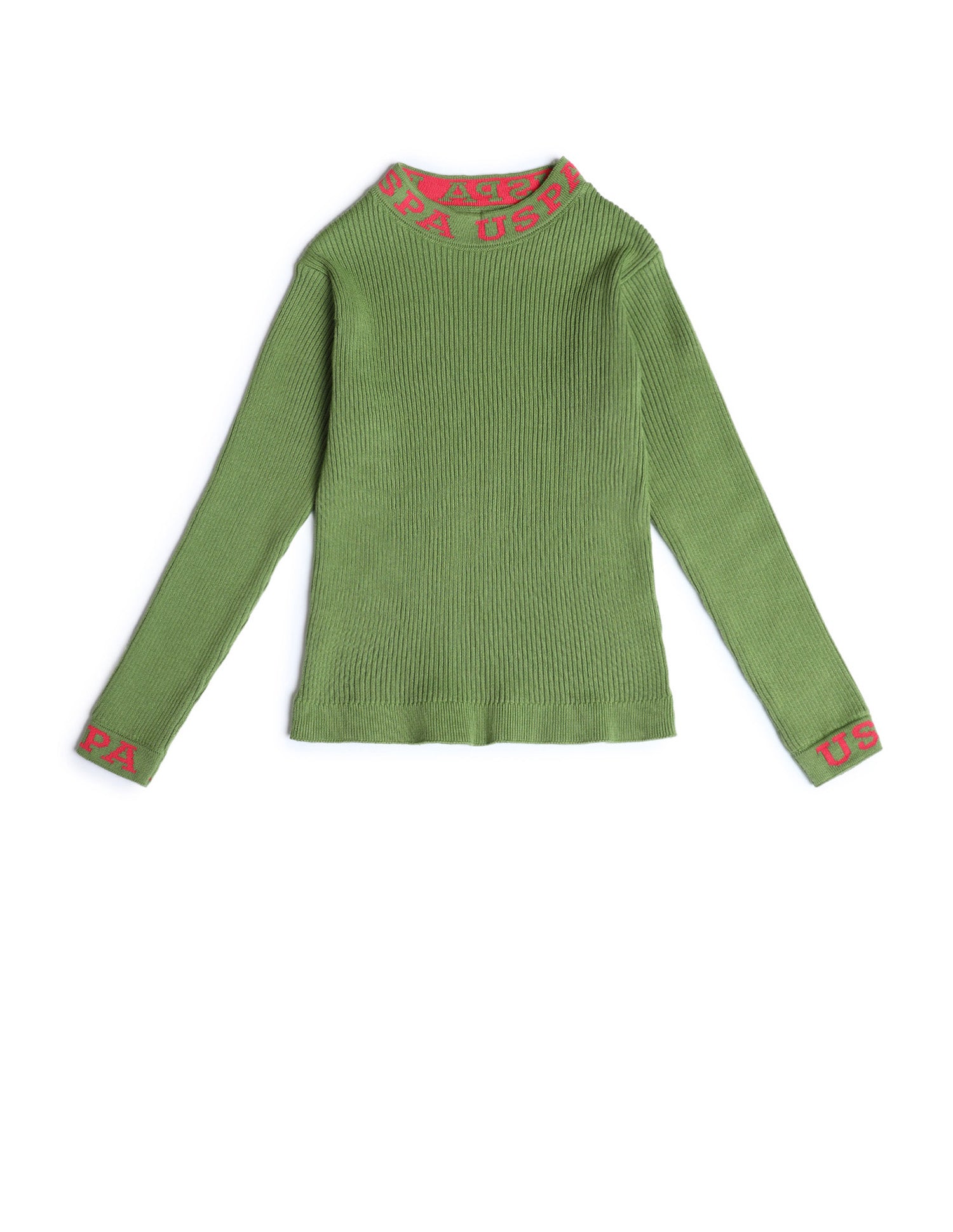 Girls Regular Fit Brand Printed Sweater Sage Green - U.S. POLO ASSN. | Large