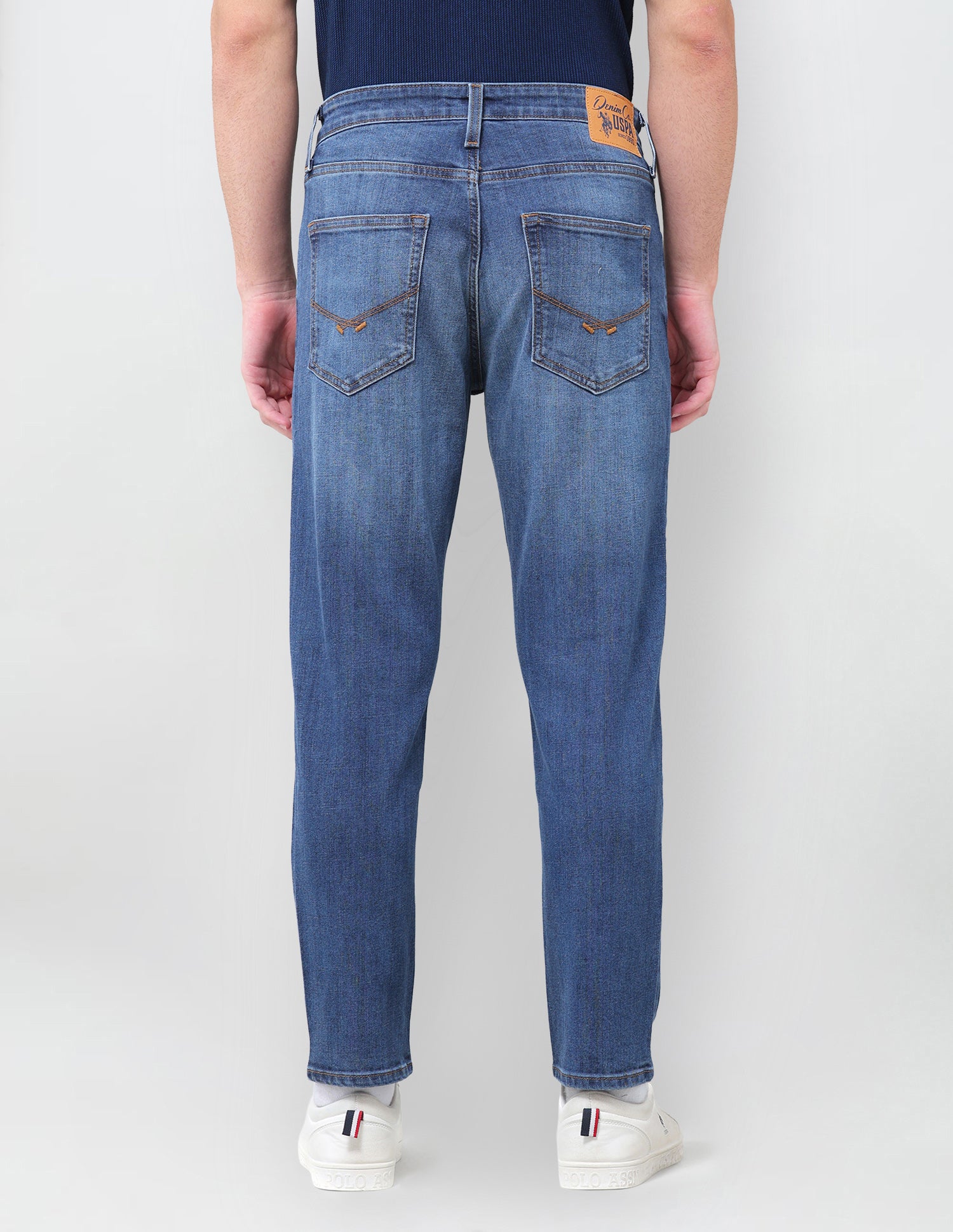 Cole Comfort Cropped Fit Blue Jeans Mid Blue - U.S. Polo Assn. India | Large