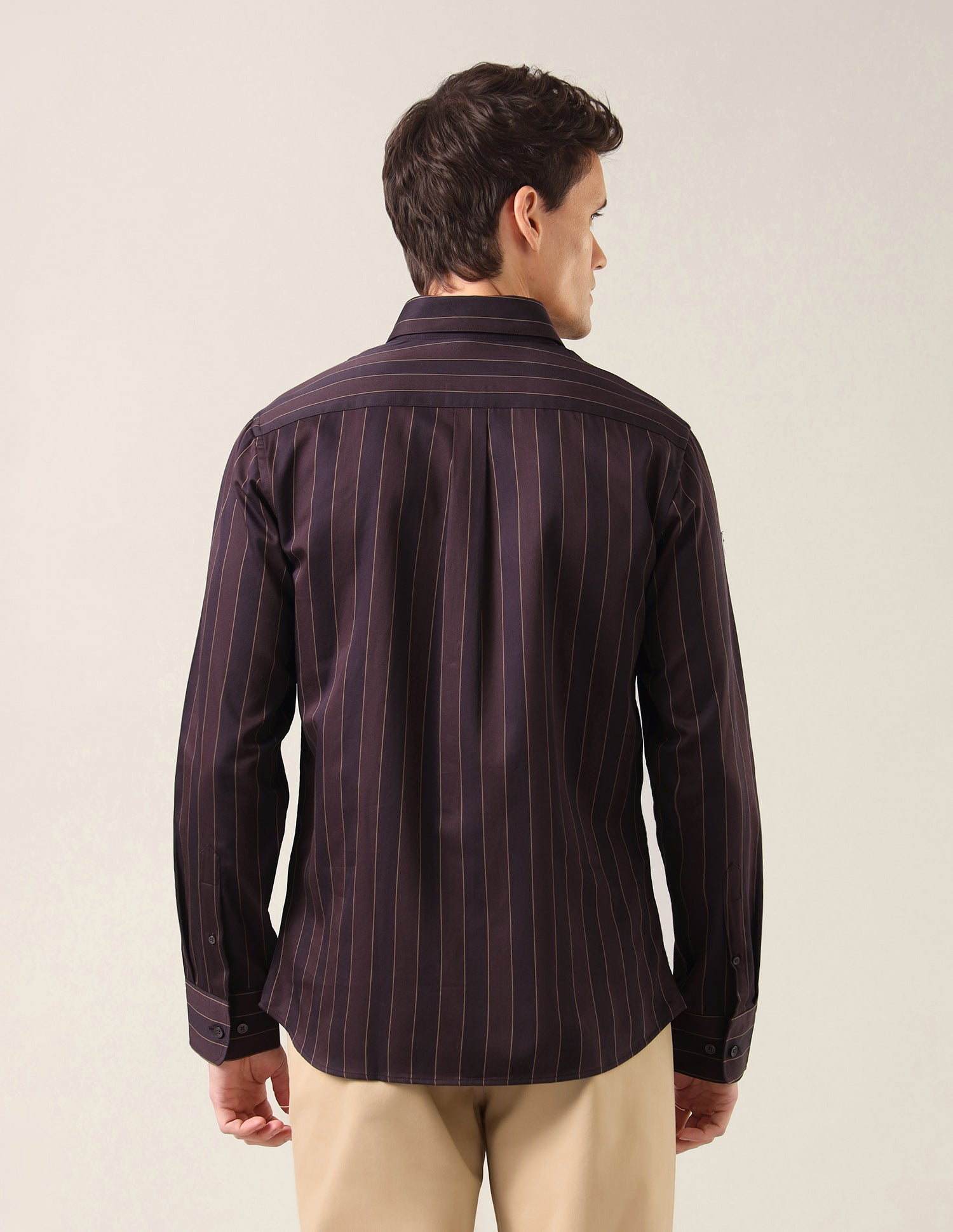 Vertical Striped Satin Shirt Maroon - U.S. Polo Assn. India | Large