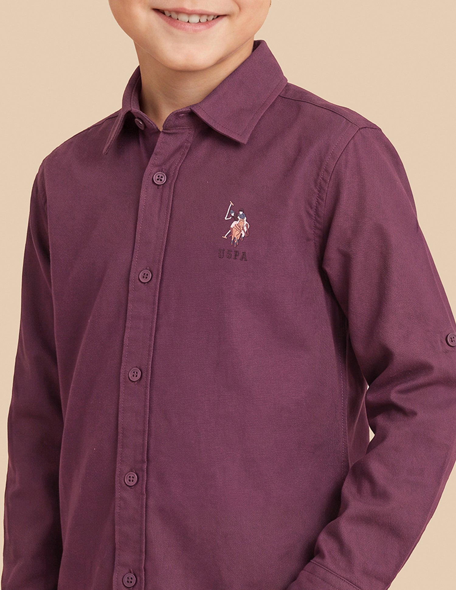 Solid Twill Shirt Maroon - U.S. Polo Assn. India | Large