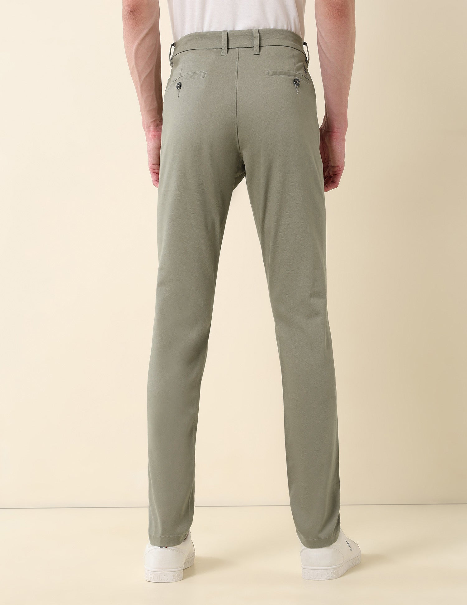 Textured Austin Slim Fit Twill Trousers Light Olive - U.S. Polo Assn. India | Large