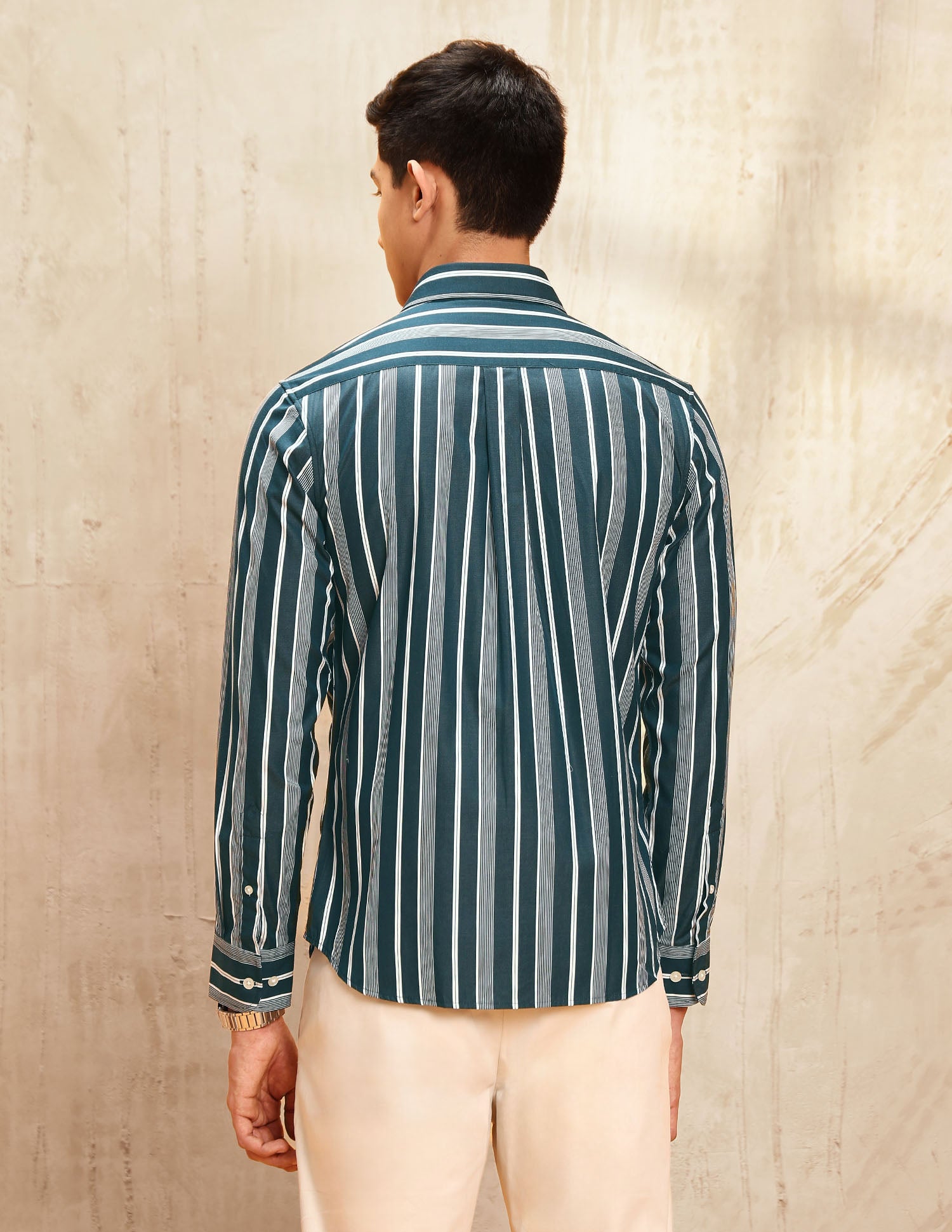 Poplin Vertical Striped Shirt Teal - U.S. POLO ASSN. | Large