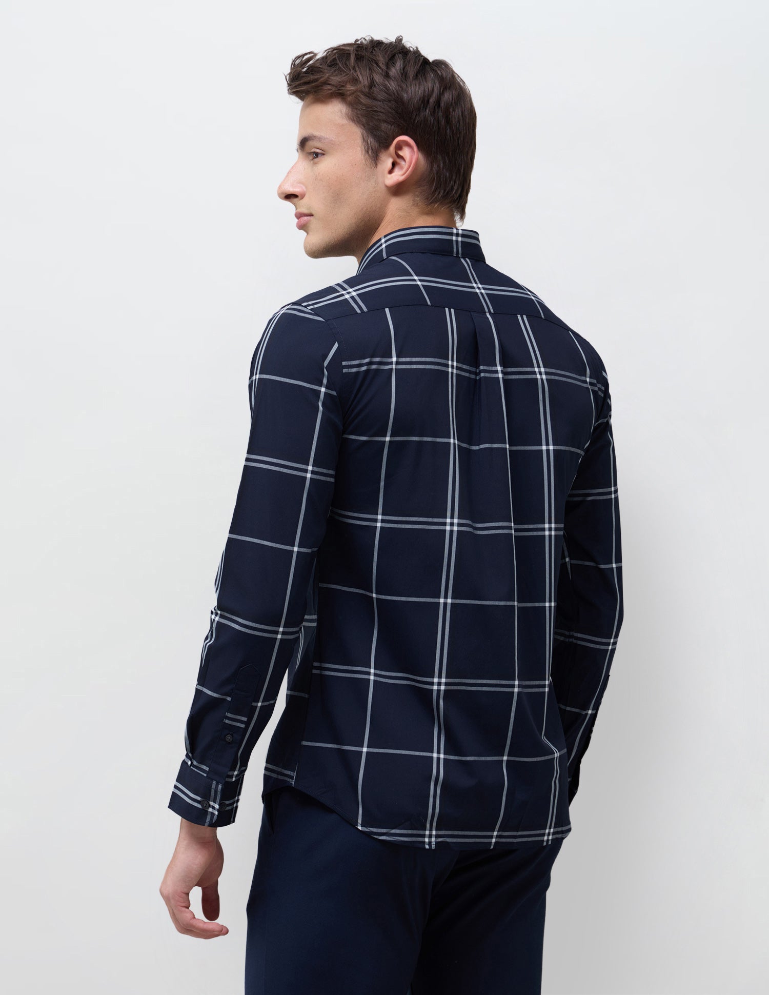 Windowpane Checked Regular Fit Shirt Navy - U.S. Polo Assn. India | Large