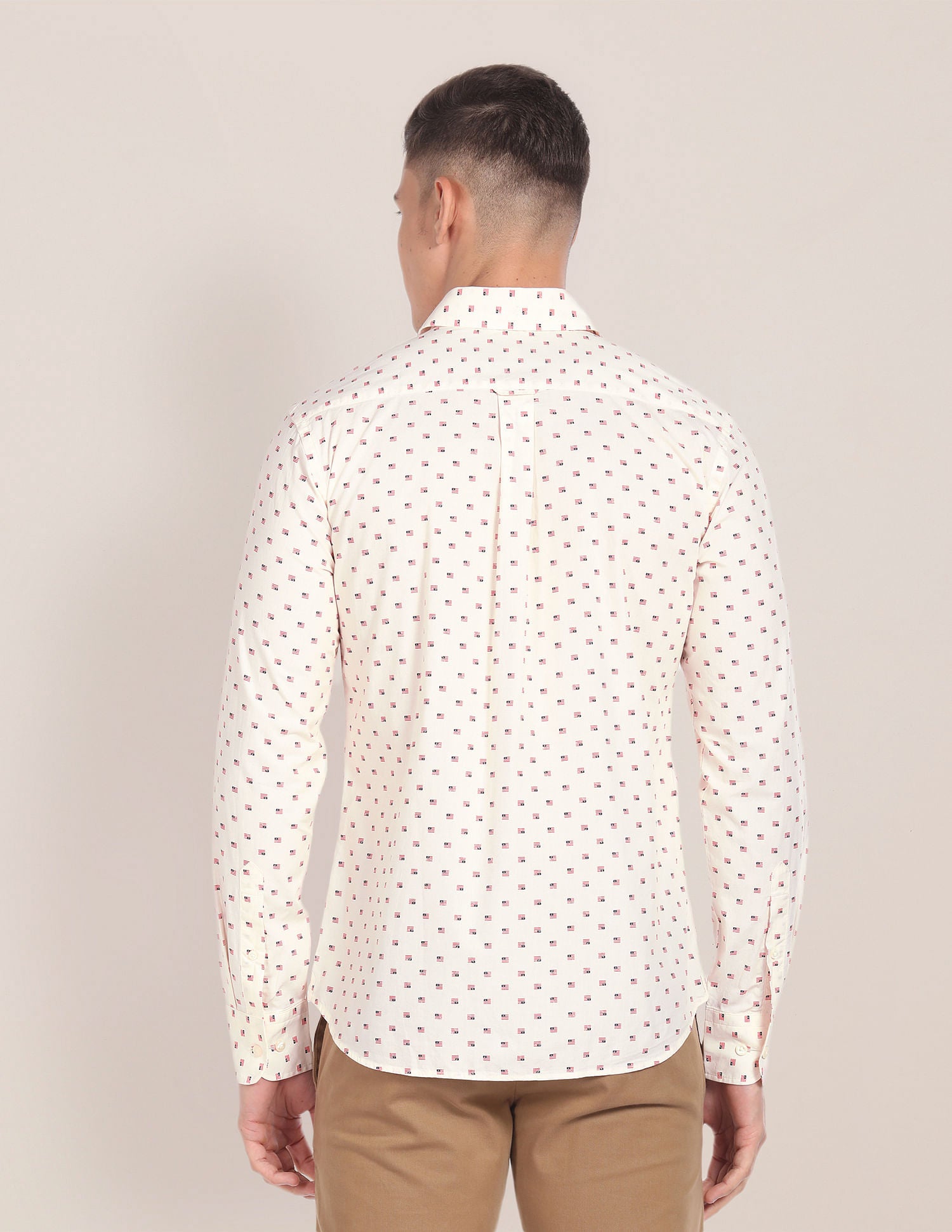 Spread Collar Brand Print Shirt Ivory - U.S. POLO ASSN. | Large